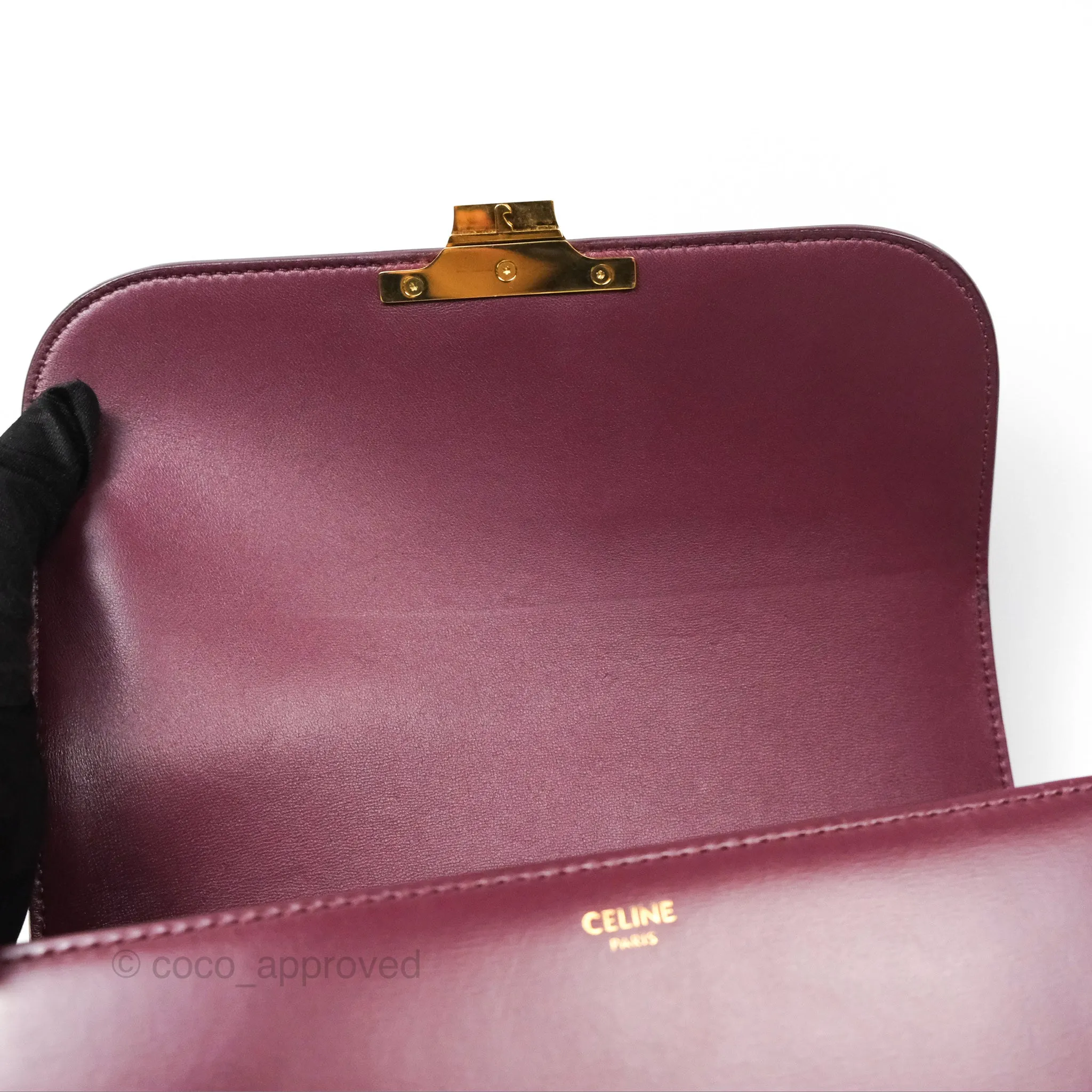 Celine Medium Triomphe Acai Burgundy Shiny Calfskin