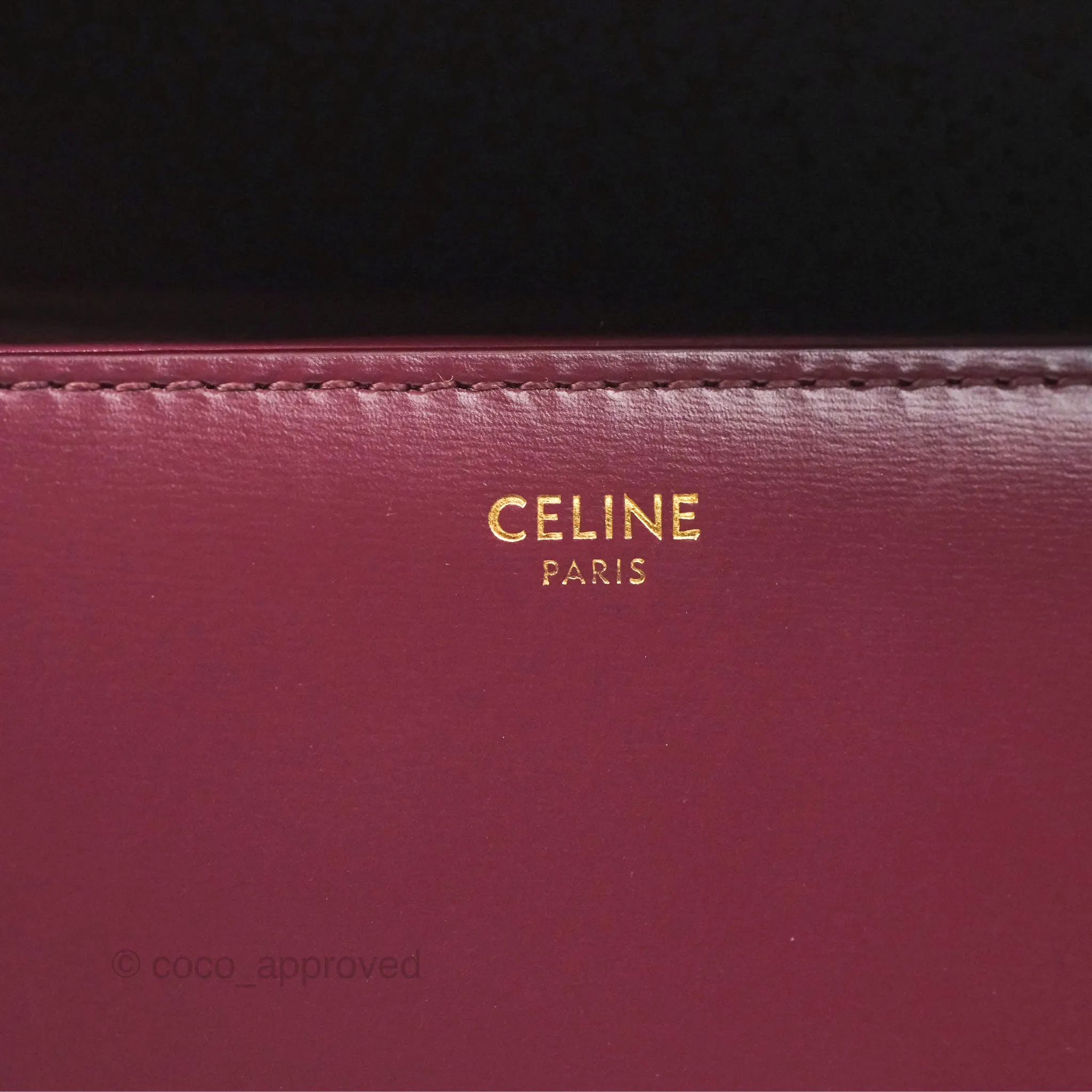 Celine Medium Triomphe Acai Burgundy Shiny Calfskin