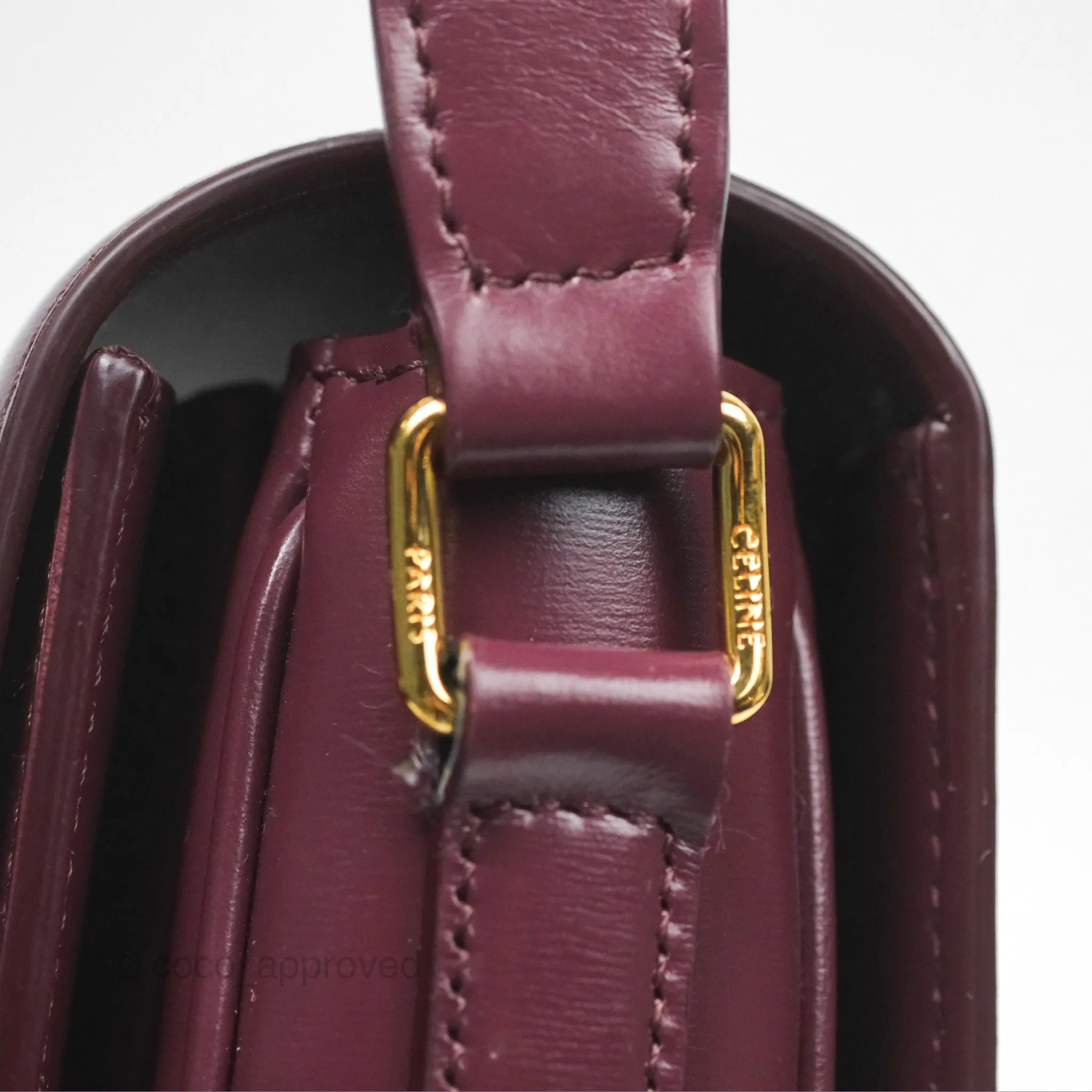 Celine Medium Triomphe Acai Burgundy Shiny Calfskin