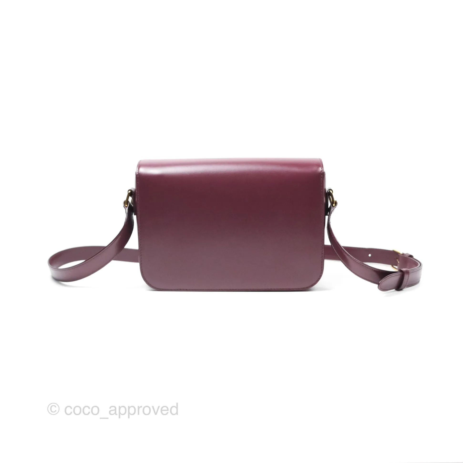 Celine Medium Triomphe Acai Burgundy Shiny Calfskin