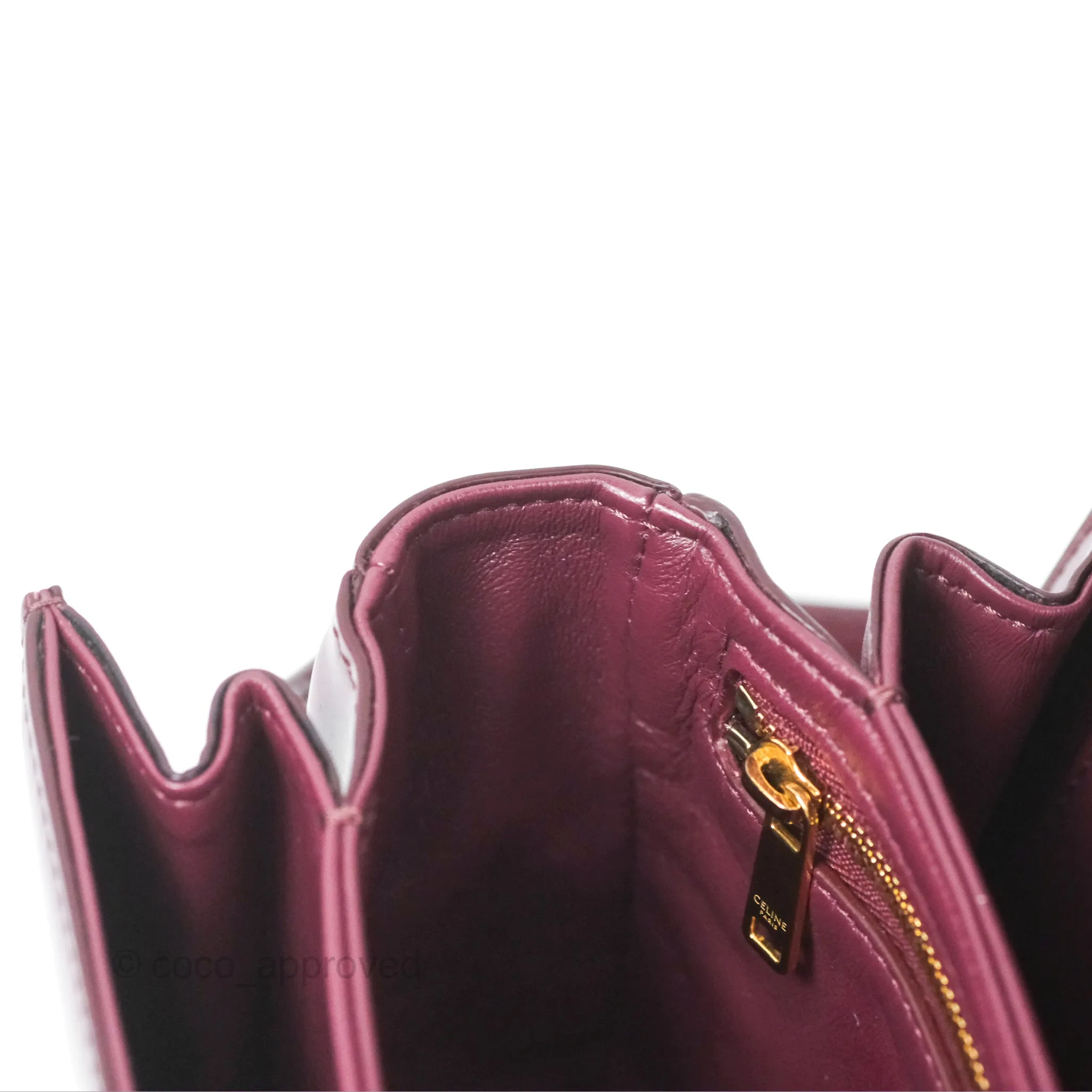 Celine Medium Triomphe Acai Burgundy Shiny Calfskin