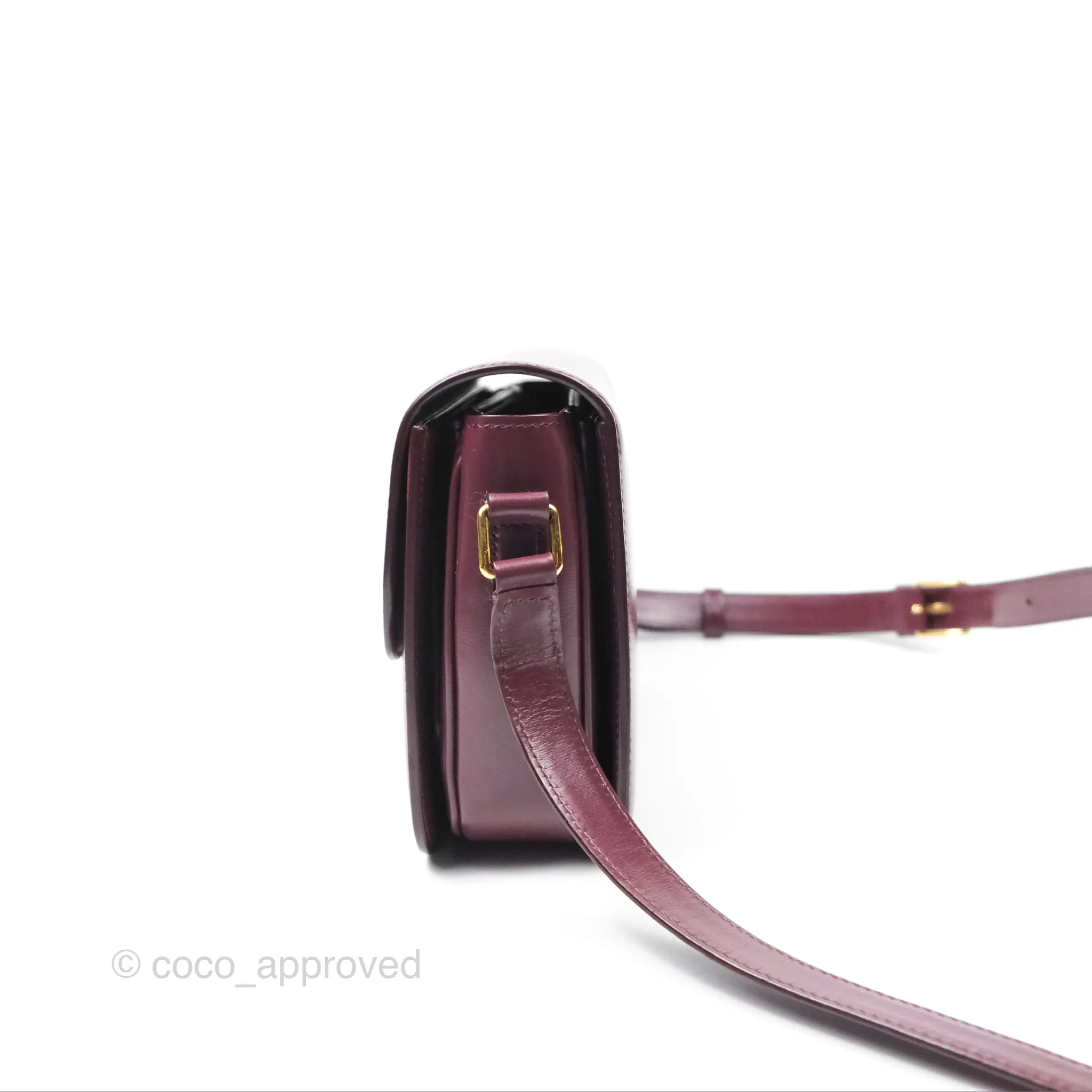 Celine Medium Triomphe Acai Burgundy Shiny Calfskin
