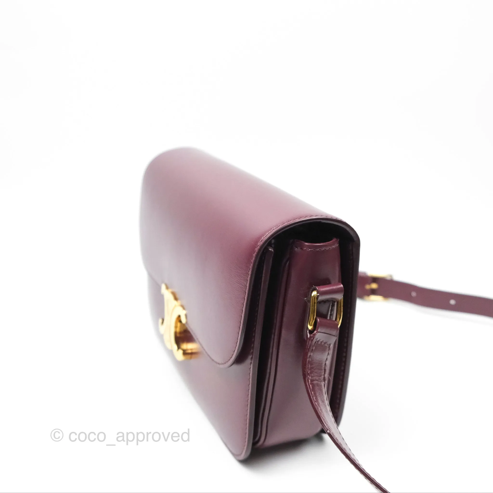 Celine Medium Triomphe Acai Burgundy Shiny Calfskin