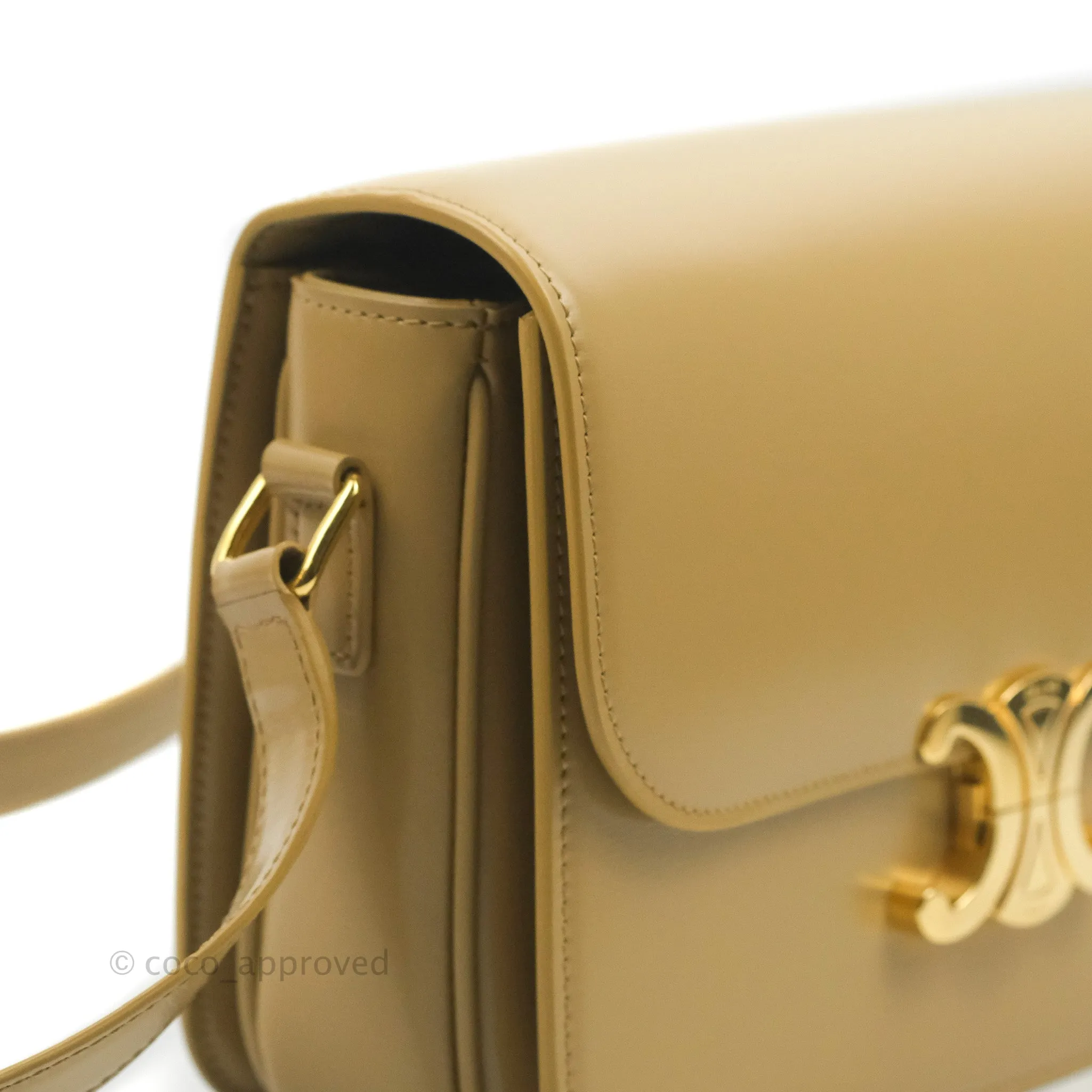 Celine Medium Triomphe Bag Olive Shiny Calfskin