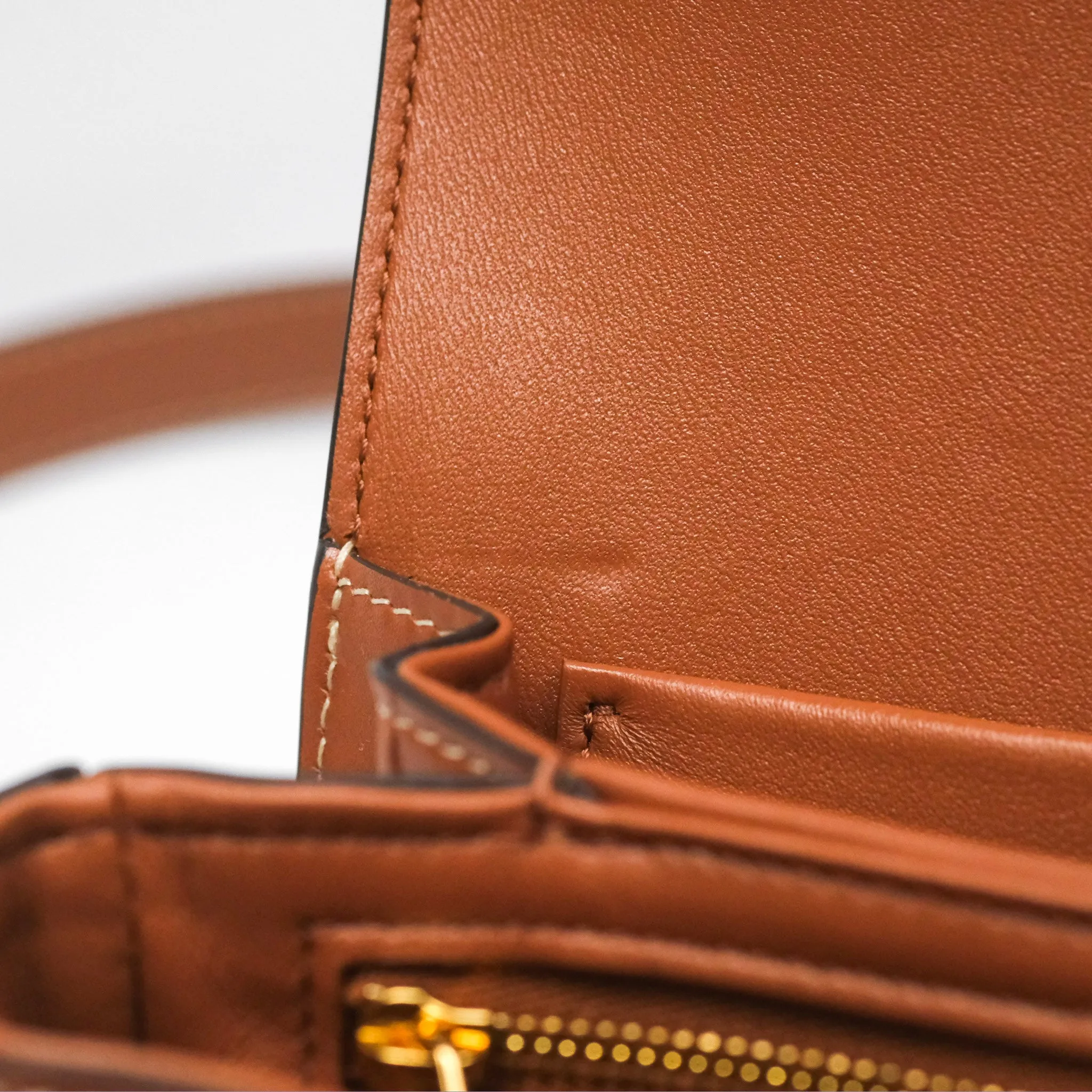 Celine Medium Triomphe Bag Triomphe Canvas Tan Calfskin