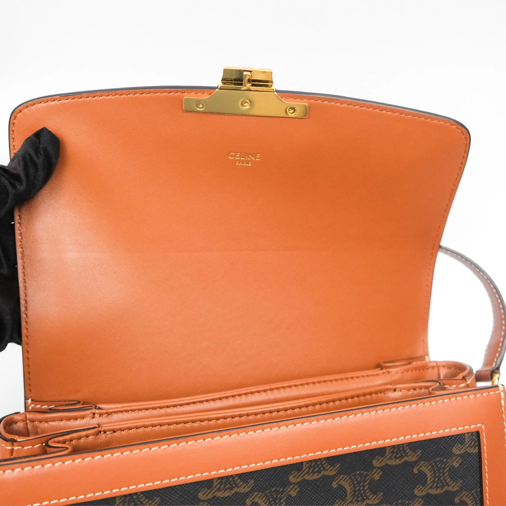 Celine Medium Triomphe Bag Triomphe Canvas Tan Calfskin