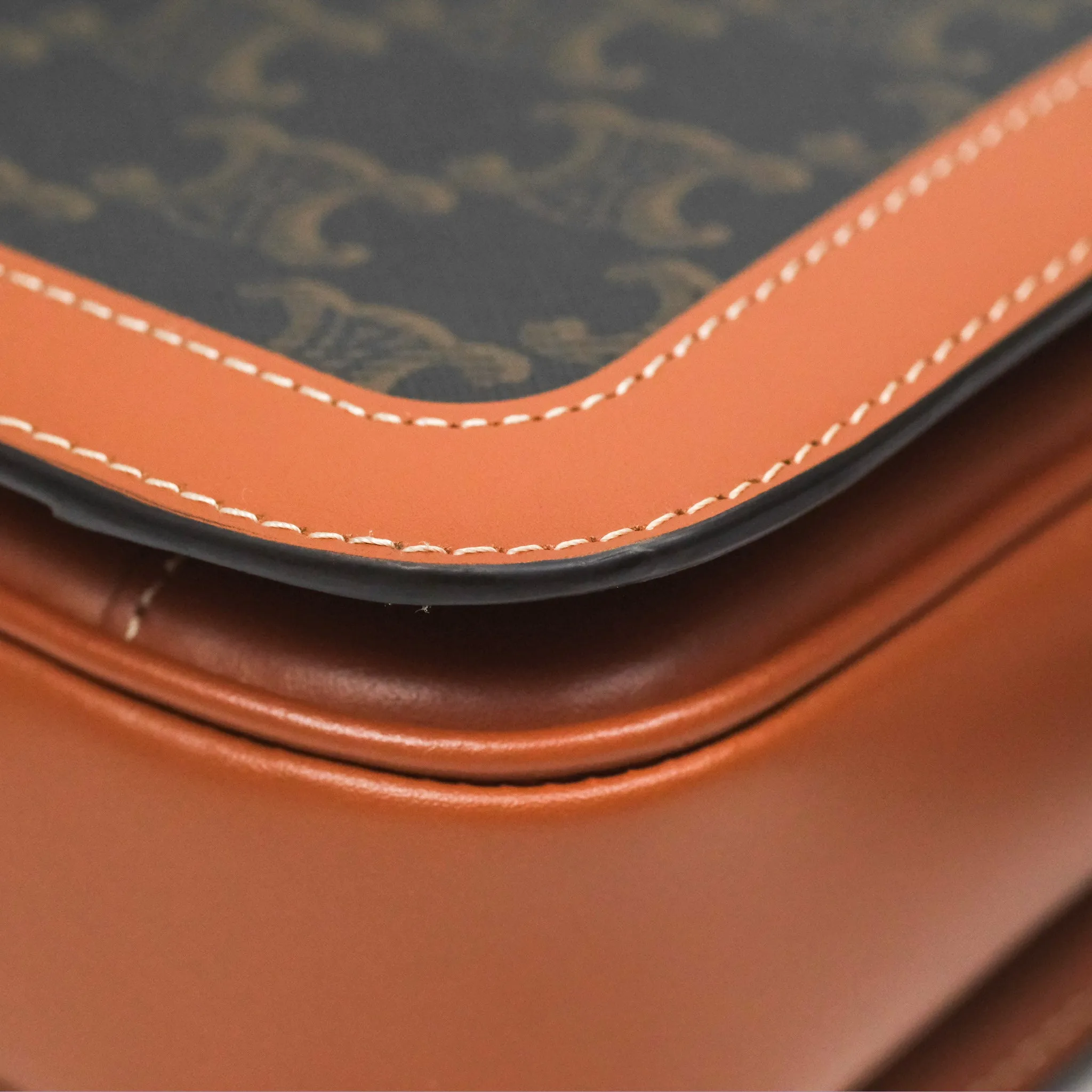 Celine Medium Triomphe Bag Triomphe Canvas Tan Calfskin