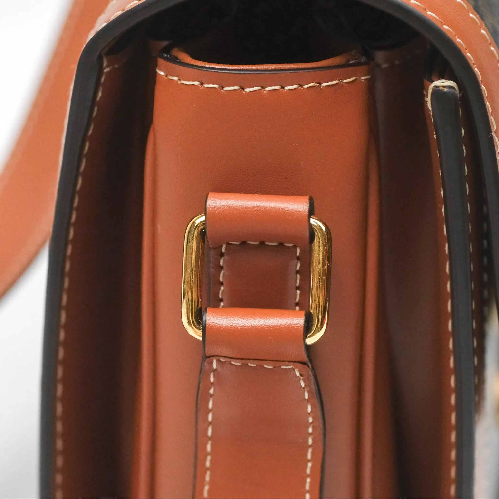 Celine Medium Triomphe Bag Triomphe Canvas Tan Calfskin