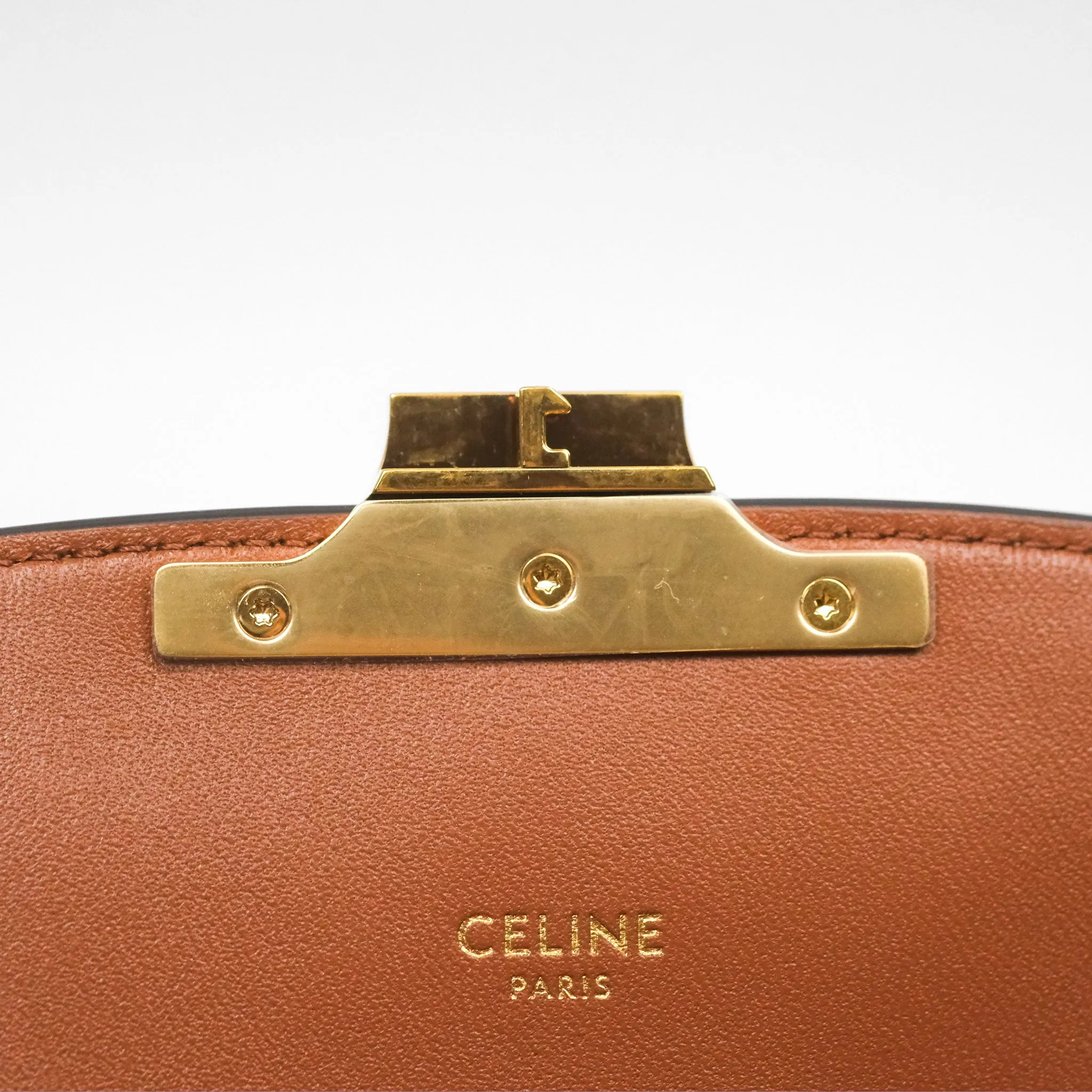 Celine Medium Triomphe Bag Triomphe Canvas Tan Calfskin
