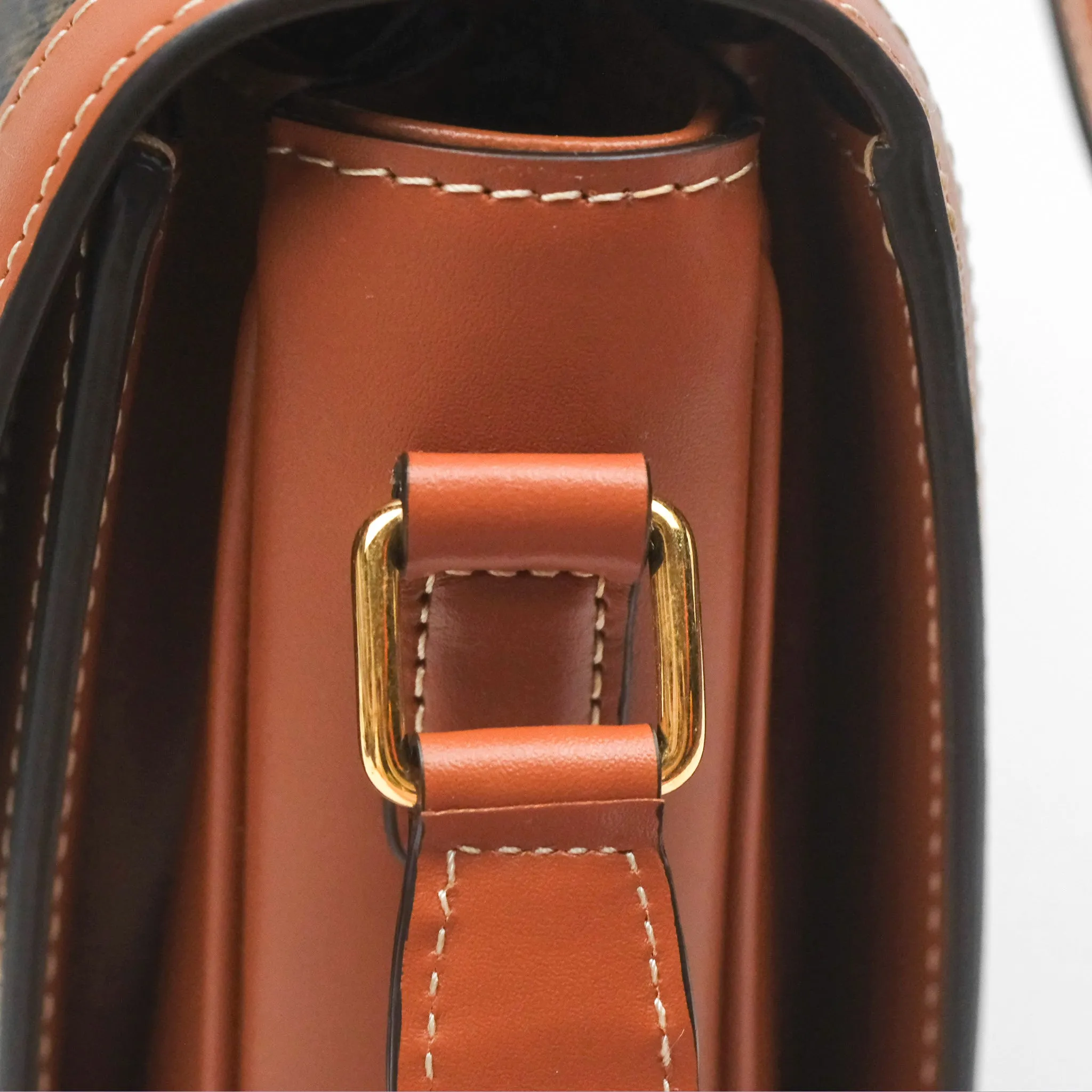 Celine Medium Triomphe Bag Triomphe Canvas Tan Calfskin
