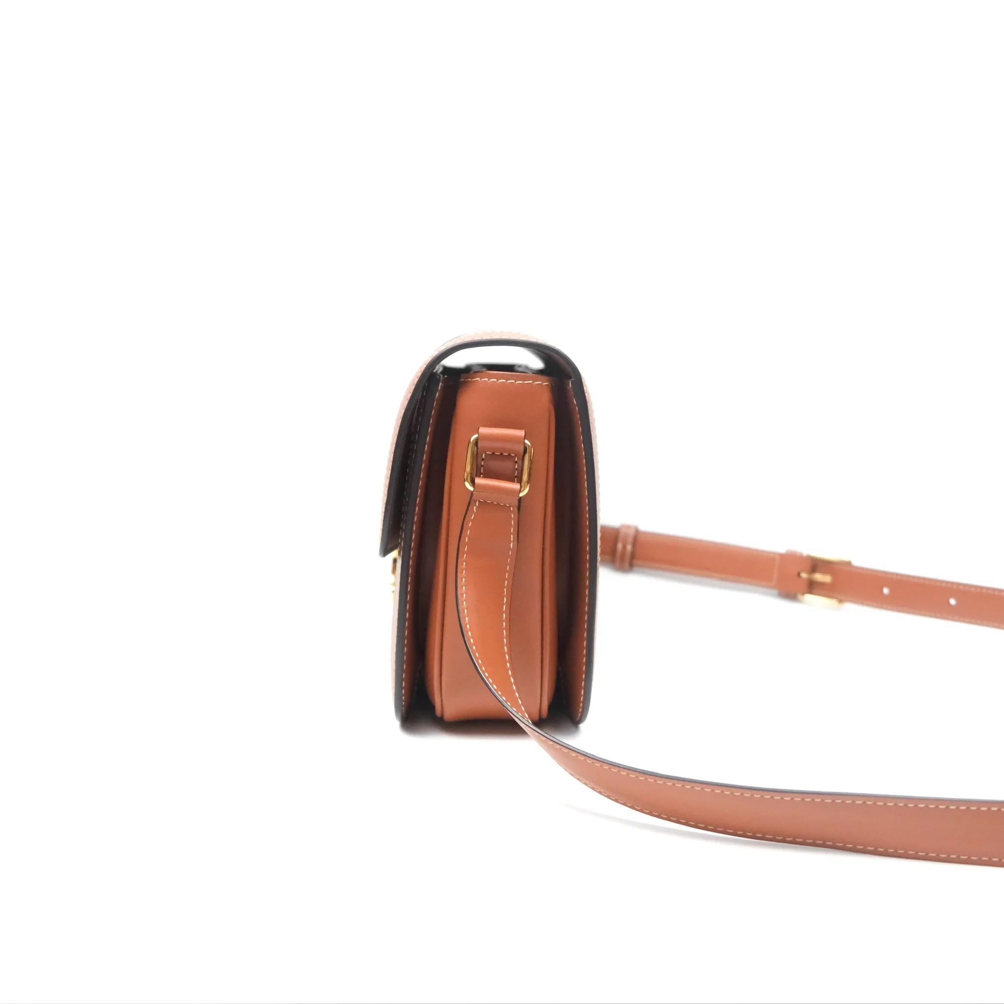 Celine Medium Triomphe Bag Triomphe Canvas Tan Calfskin