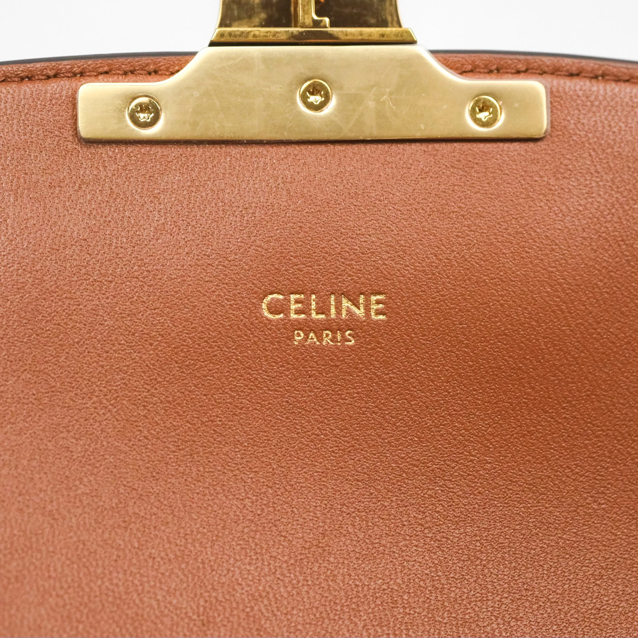 Celine Medium Triomphe Bag Triomphe Canvas Tan Calfskin