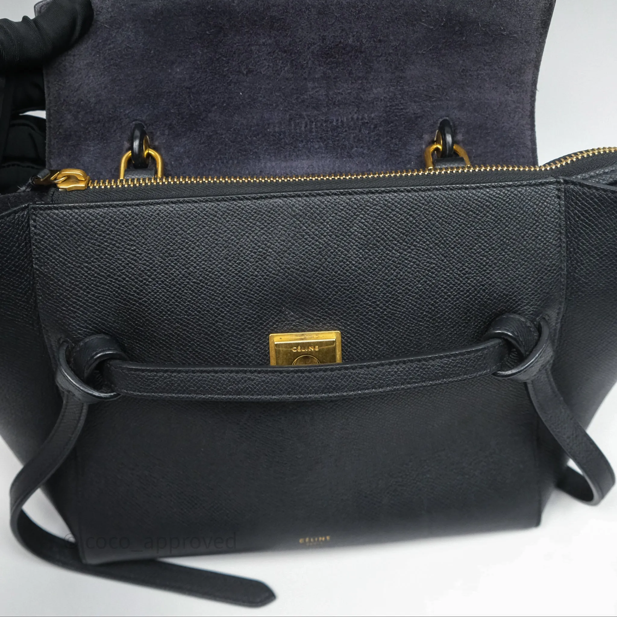 Celine Micro Belt Bag Black Grained Calfskin Gold Hardware
