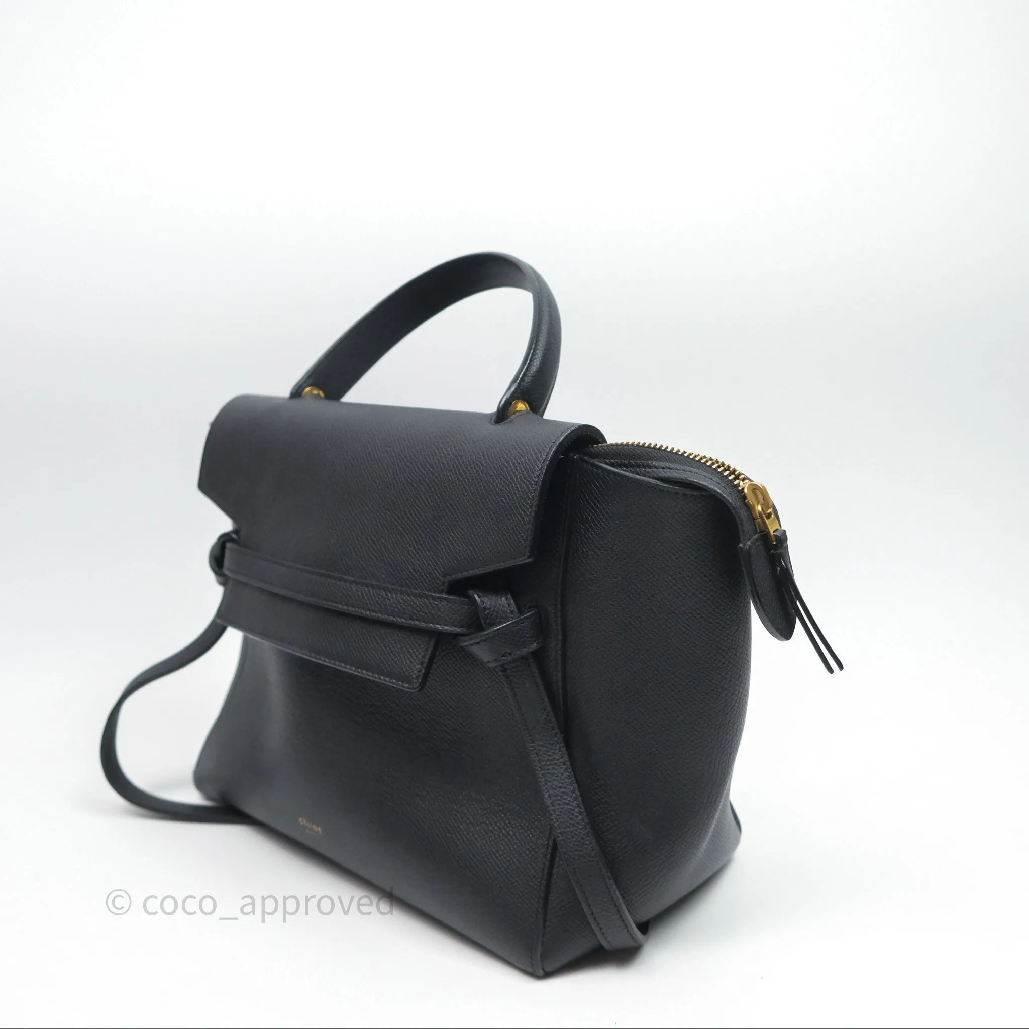 Celine Micro Belt Bag Black Grained Calfskin Gold Hardware