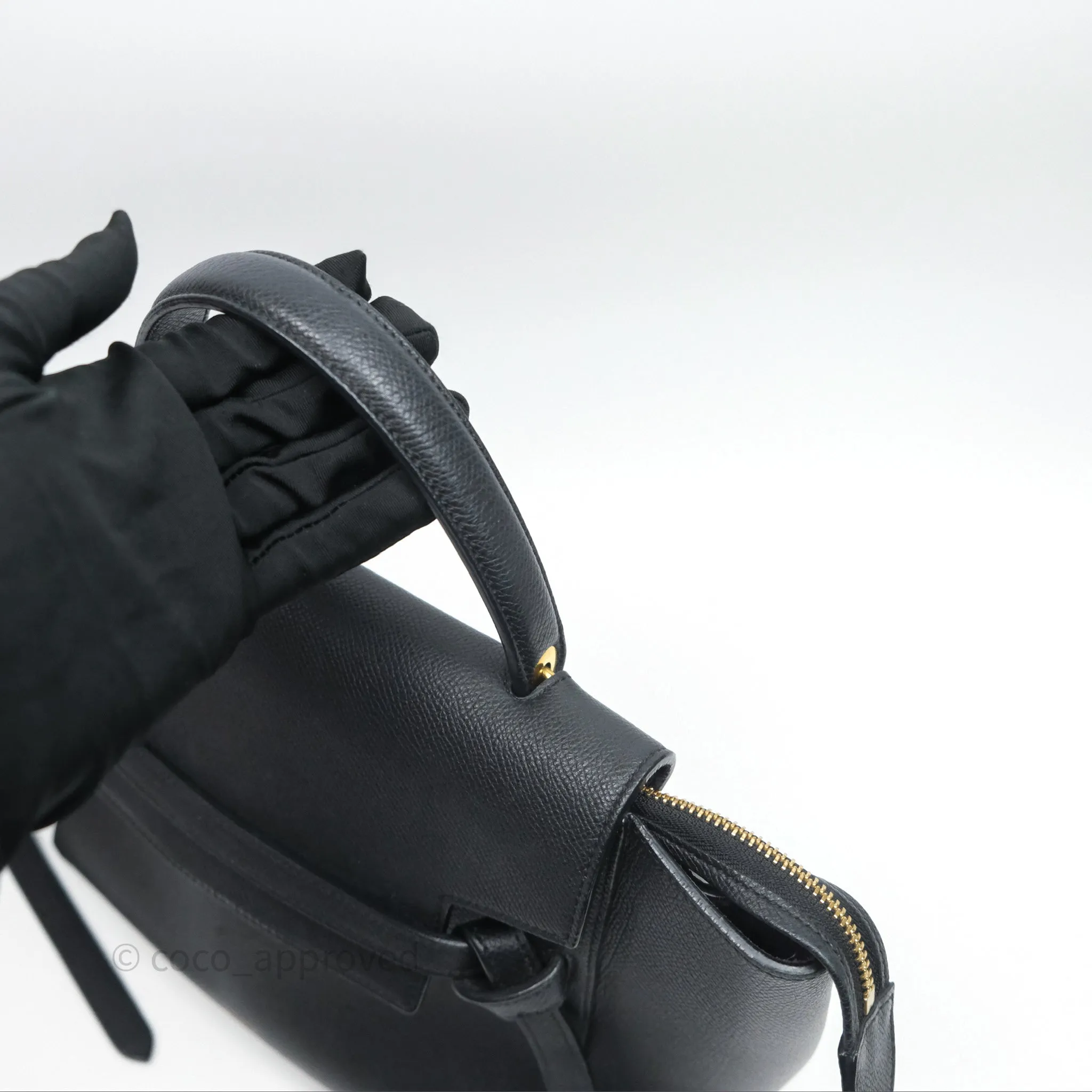 Celine Micro Belt Bag Black Grained Calfskin Gold Hardware