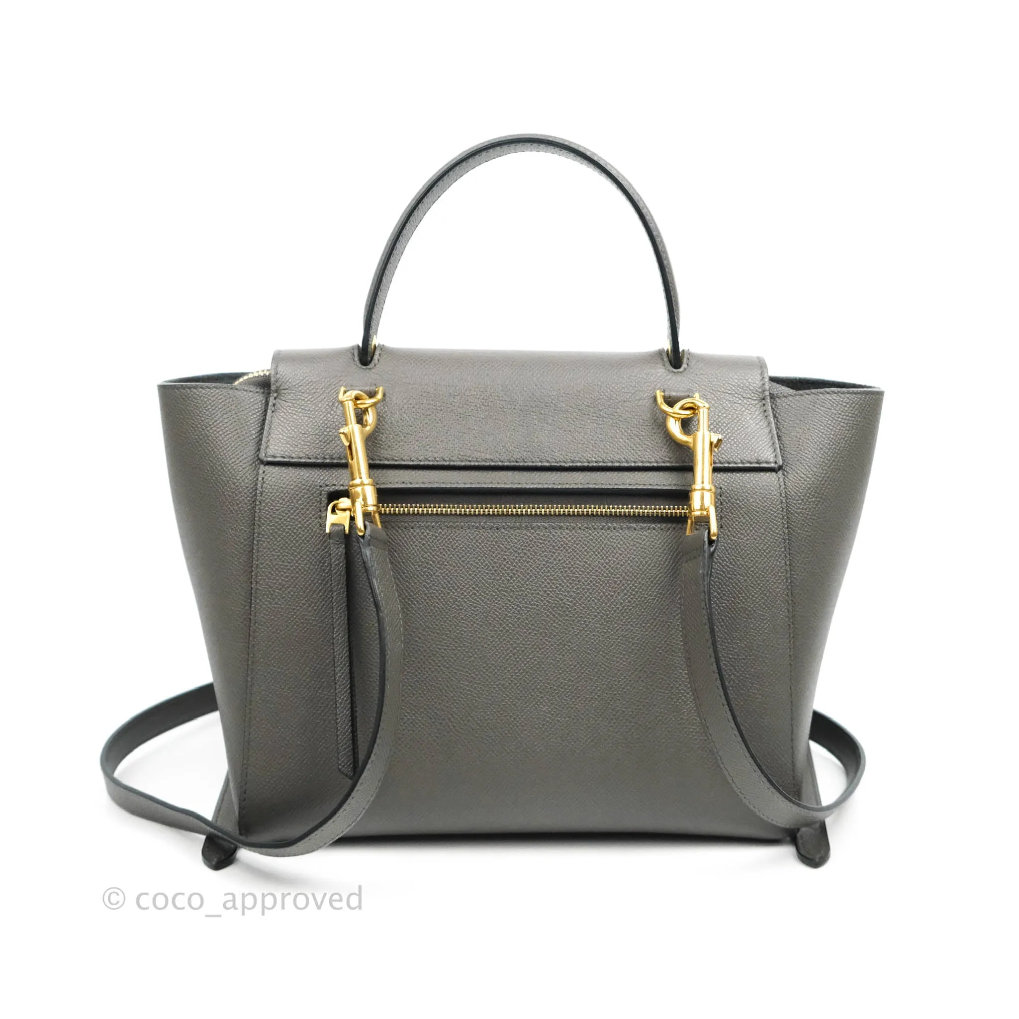 Celine Micro Belt Bag Grey Grained Calfskin Gold Hardware
