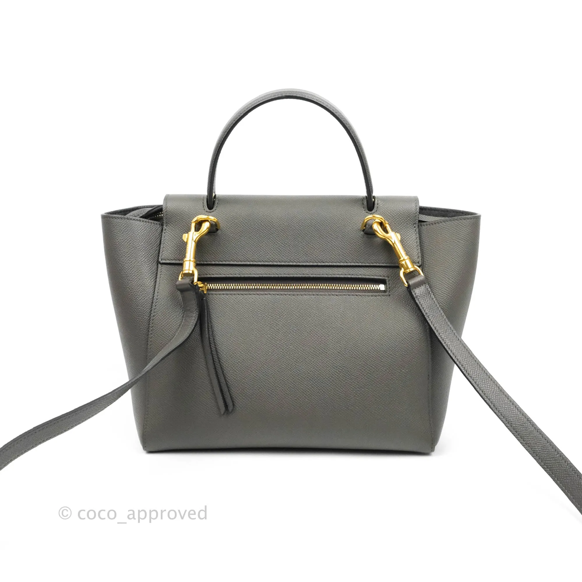 Celine Micro Belt Bag Grey Grained Calfskin Gold Hardware