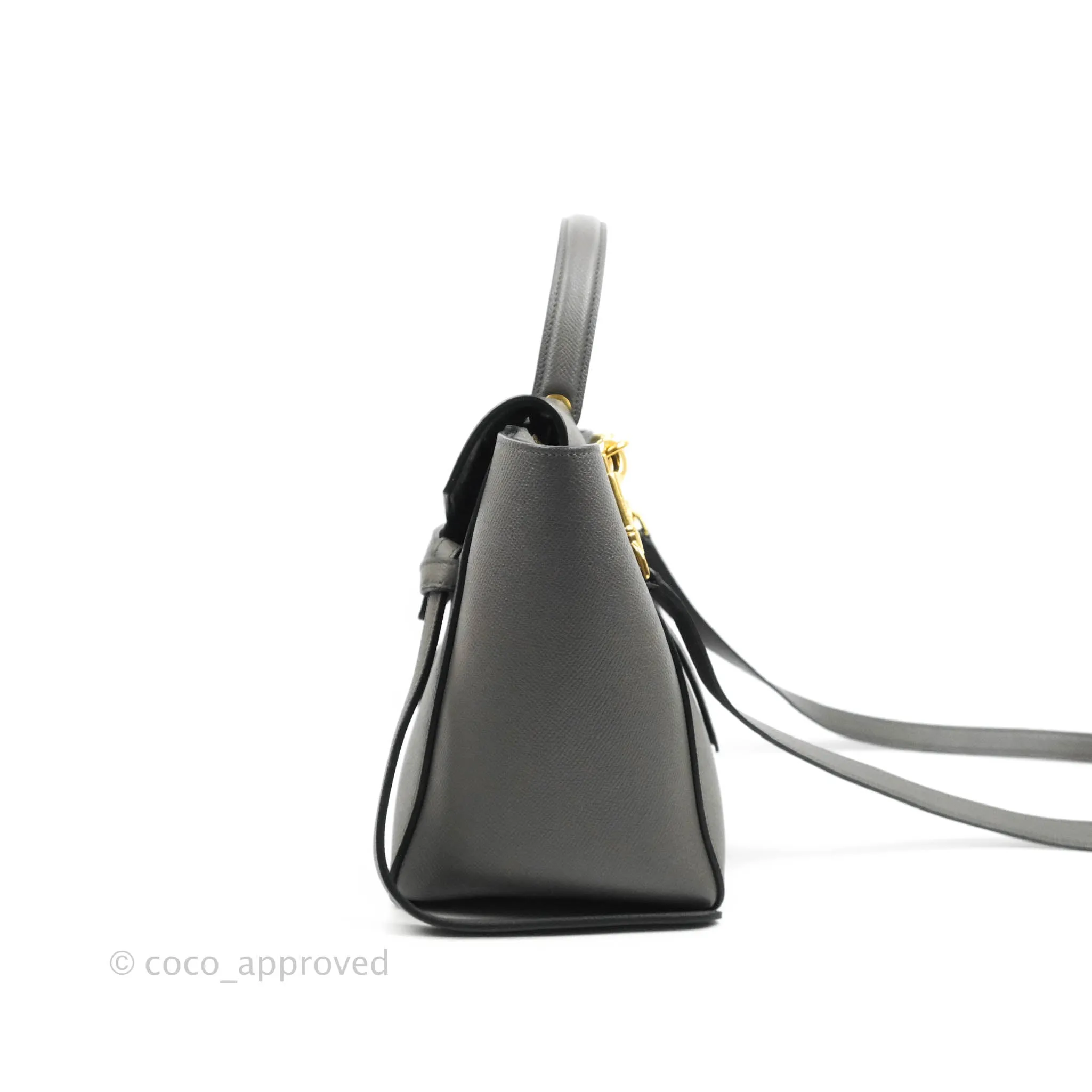 Celine Micro Belt Bag Grey Grained Calfskin Gold Hardware