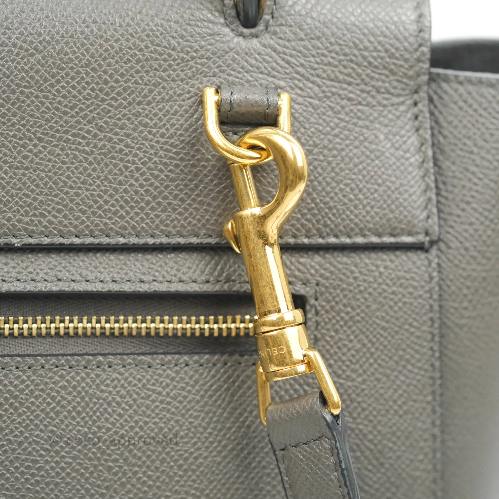 Celine Micro Belt Bag Grey Grained Calfskin Gold Hardware