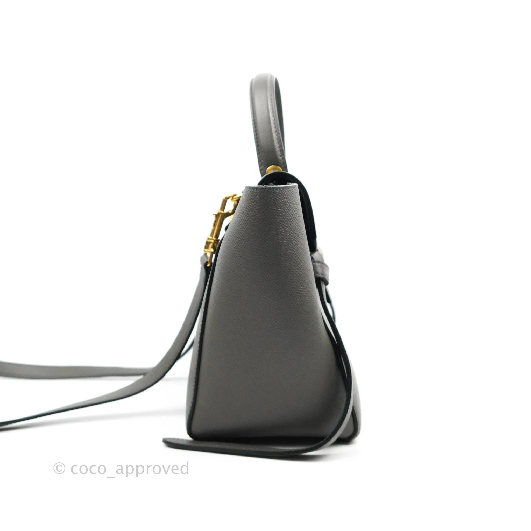 Celine Micro Belt Bag Grey Grained Calfskin Gold Hardware