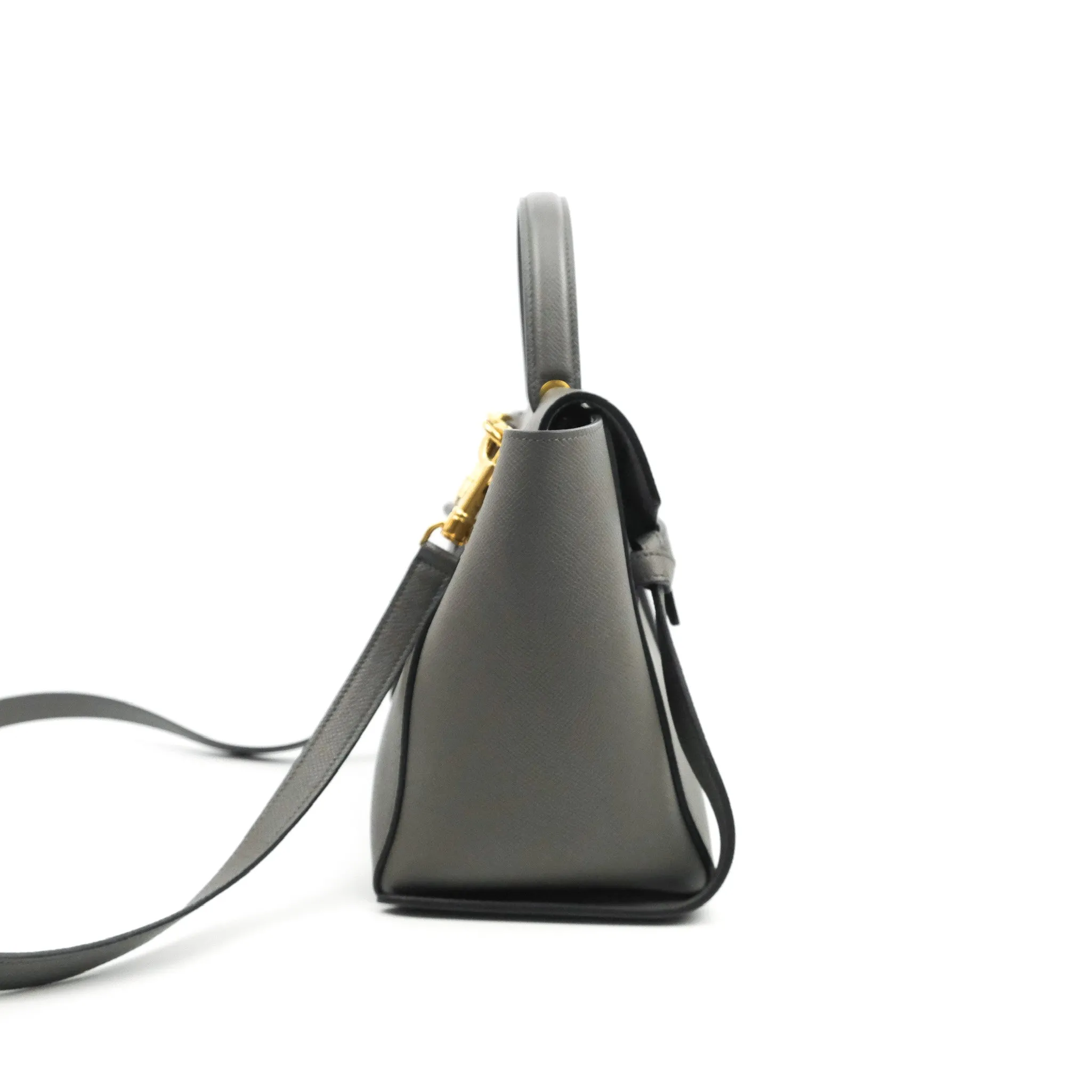 Celine Micro Belt Bag Grey Grained Calfskin Gold Hardware