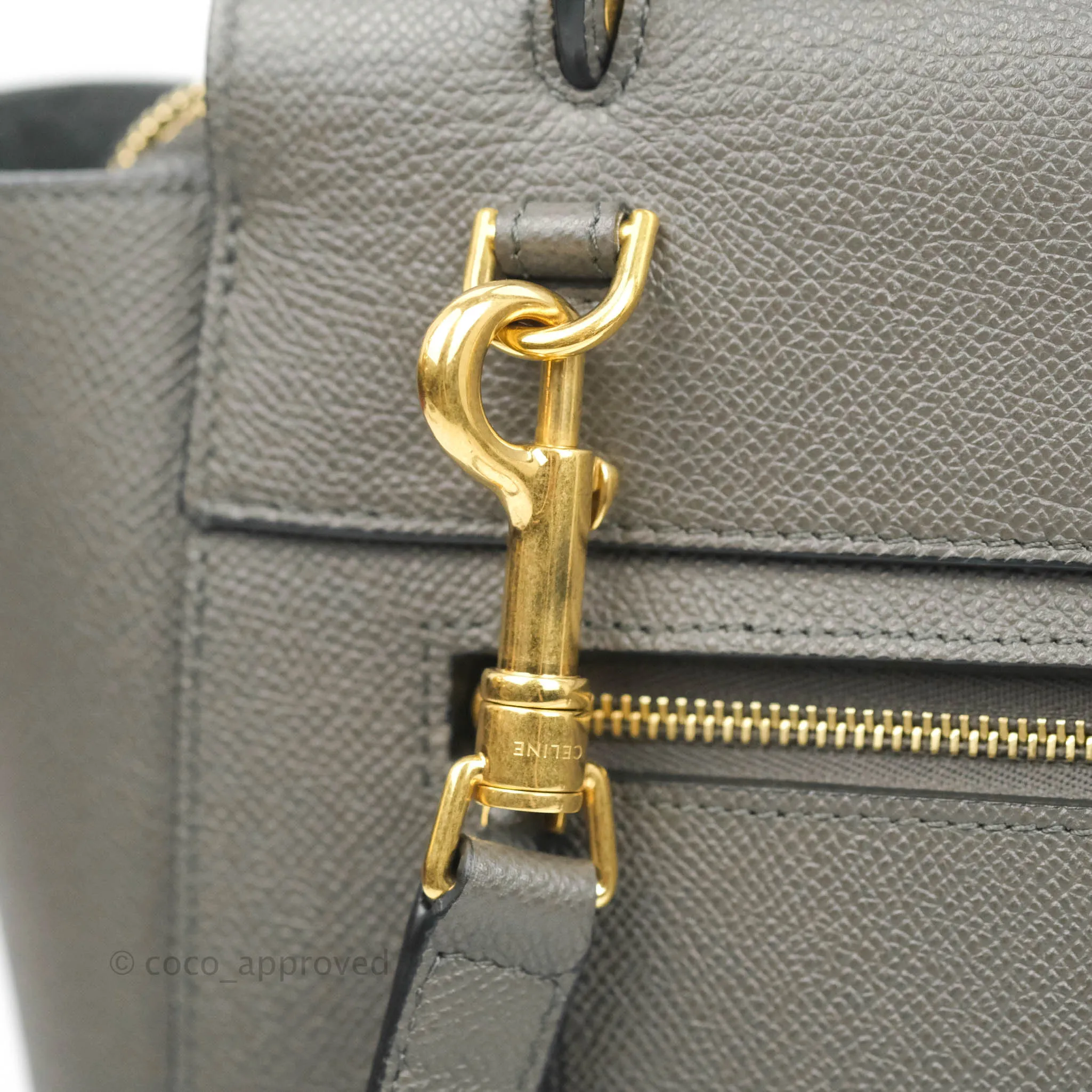 Celine Micro Belt Bag Grey Grained Calfskin Gold Hardware