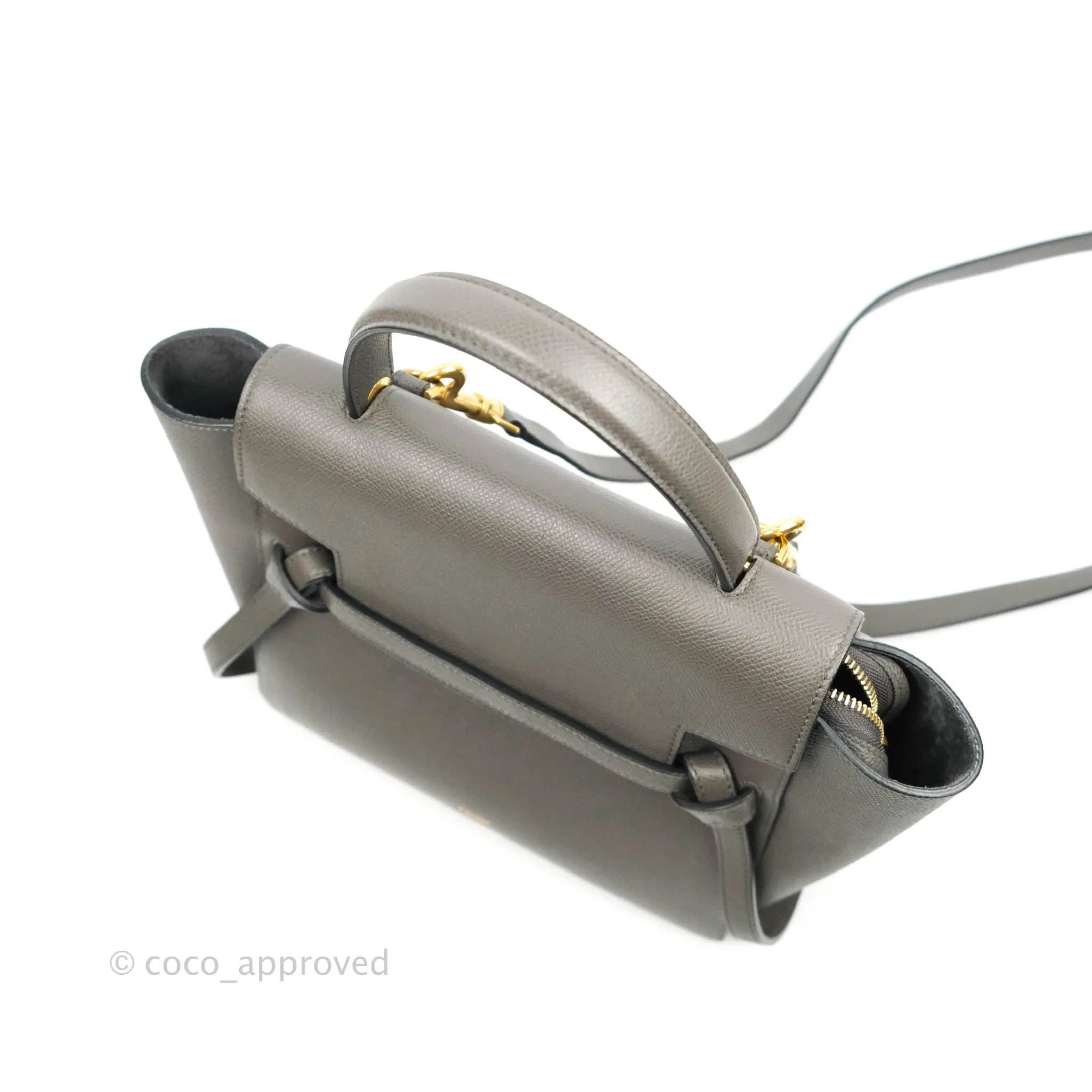 Celine Micro Belt Bag Grey Grained Calfskin Gold Hardware