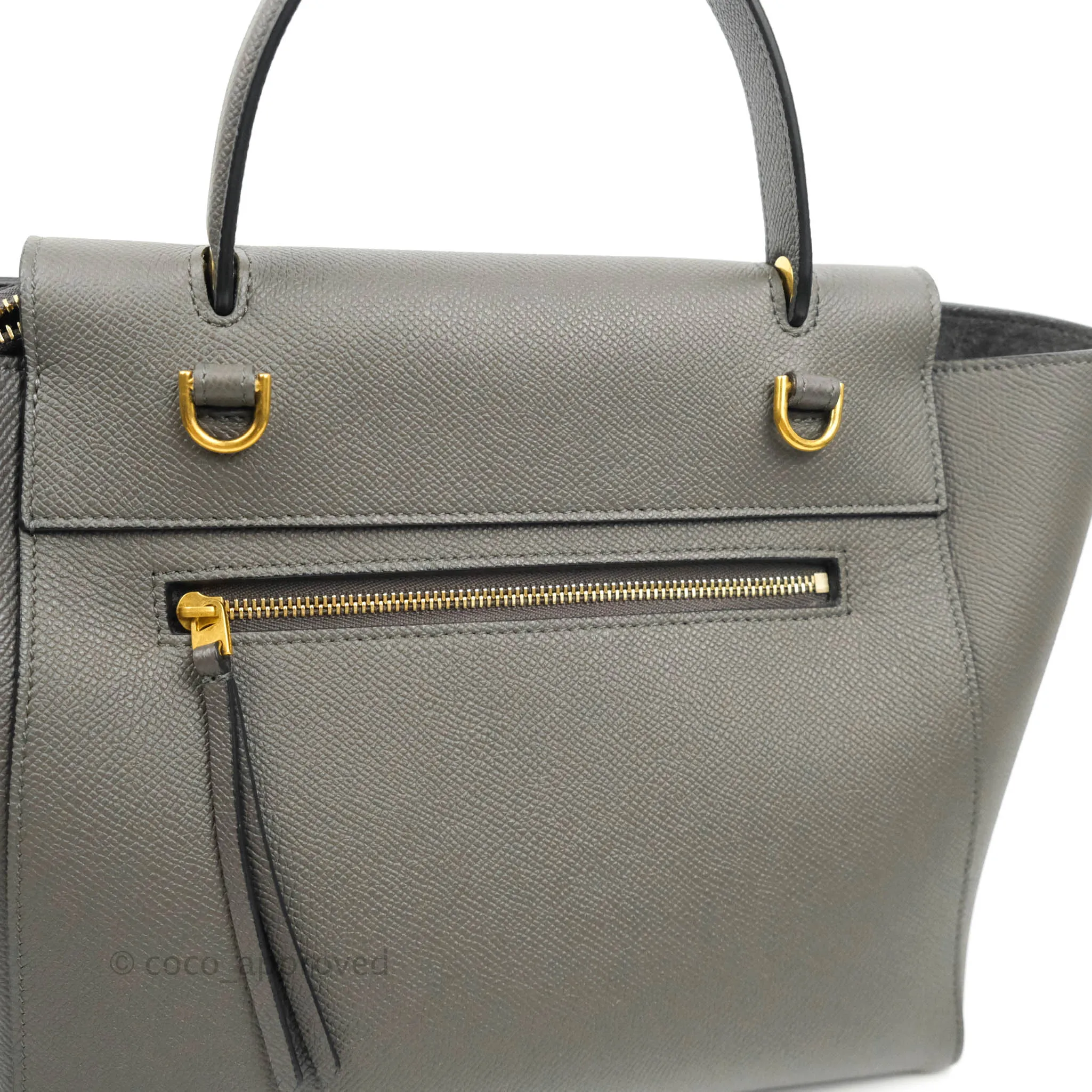 Celine Micro Belt Bag Grey Grained Calfskin Gold Hardware