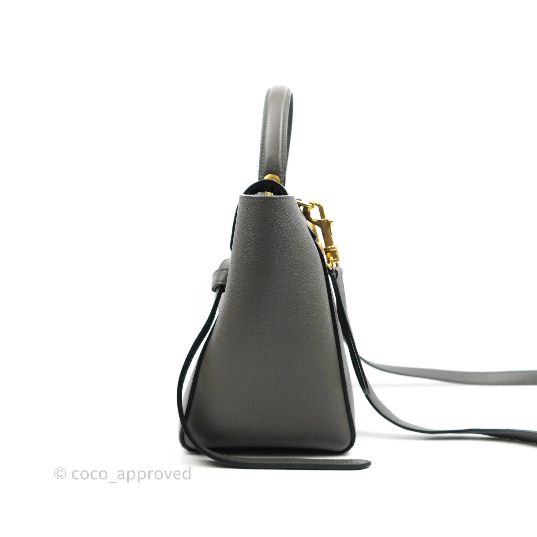 Celine Micro Belt Bag Grey Grained Calfskin Gold Hardware