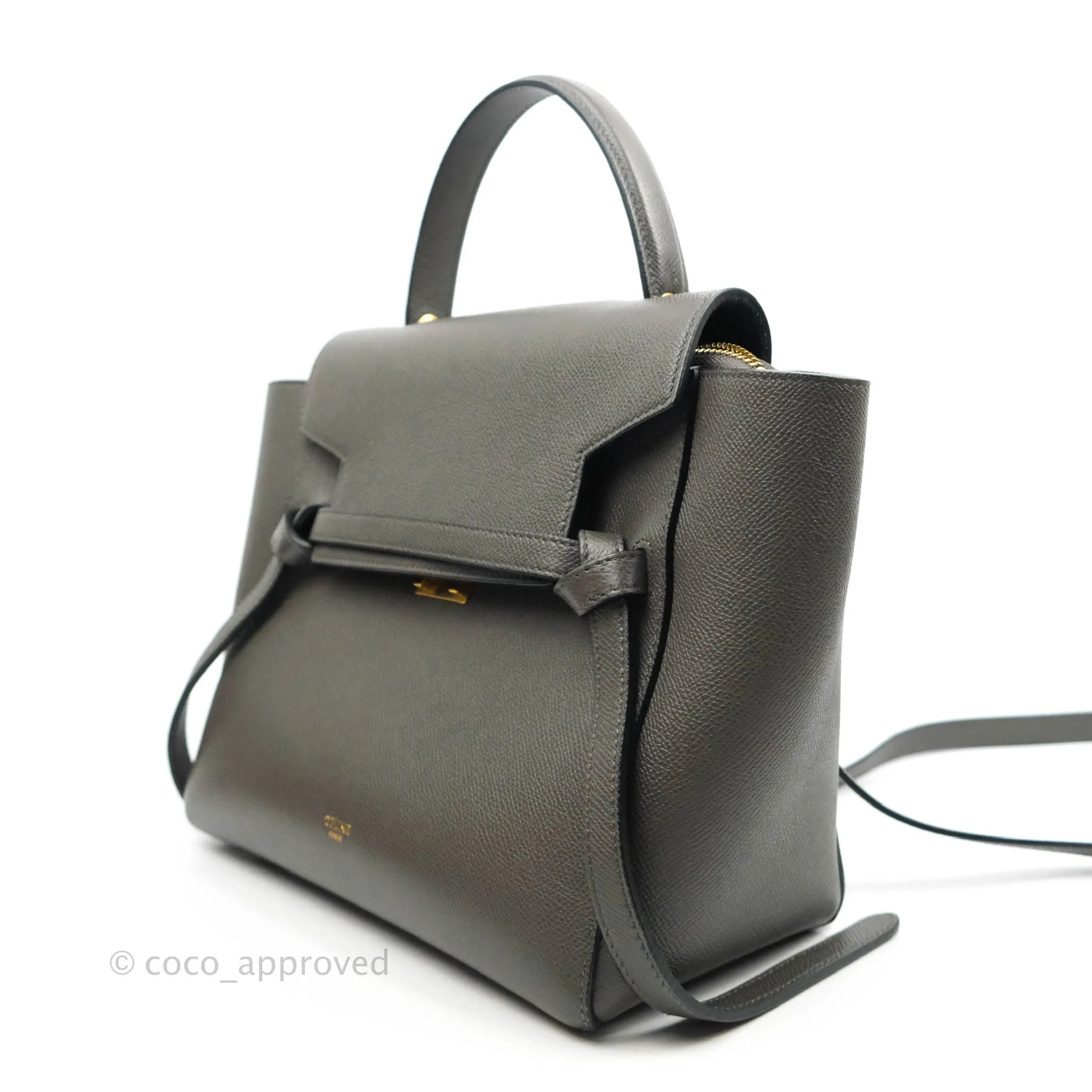 Celine Micro Belt Bag Grey Grained Calfskin Gold Hardware