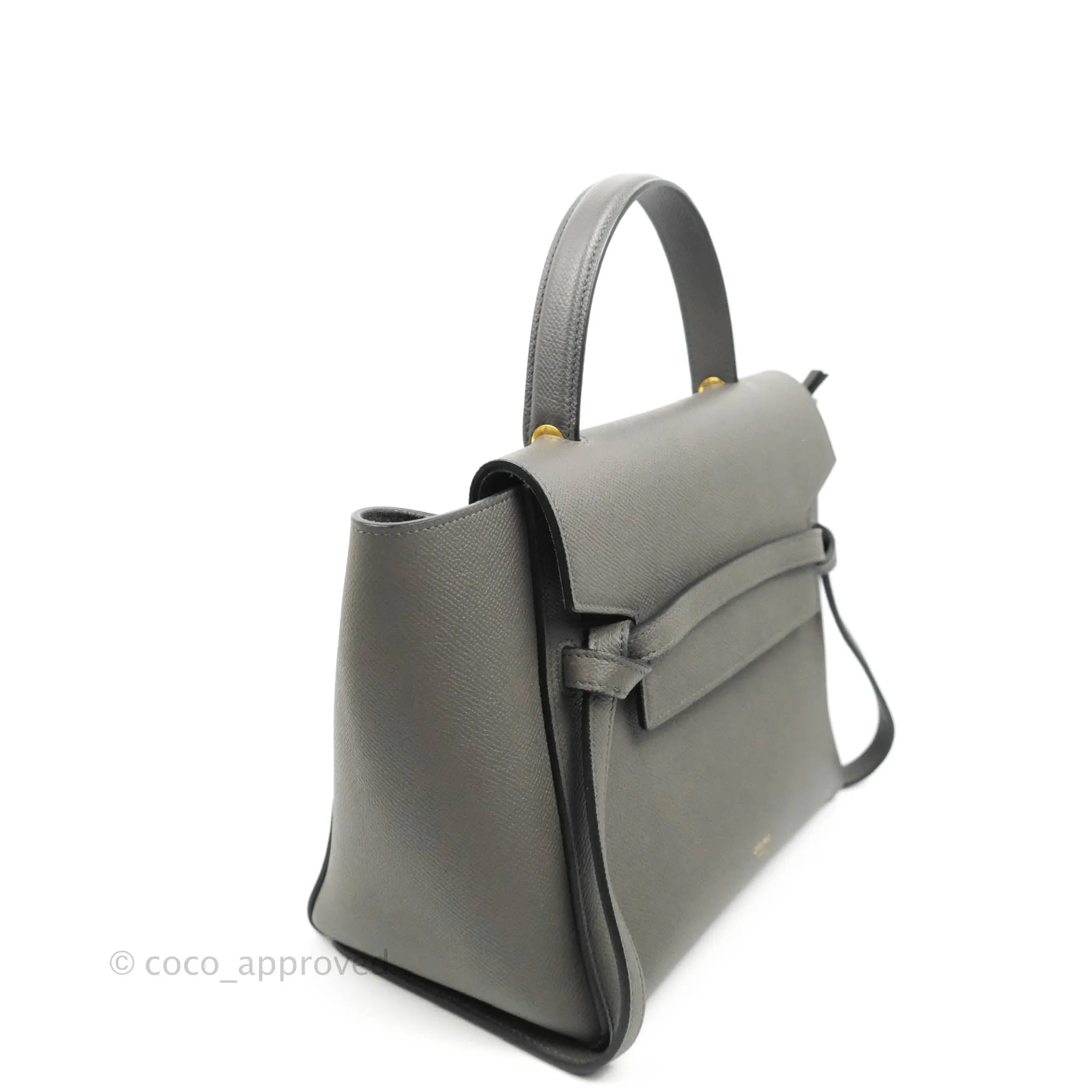 Celine Micro Belt Bag Grey Grained Calfskin Gold Hardware