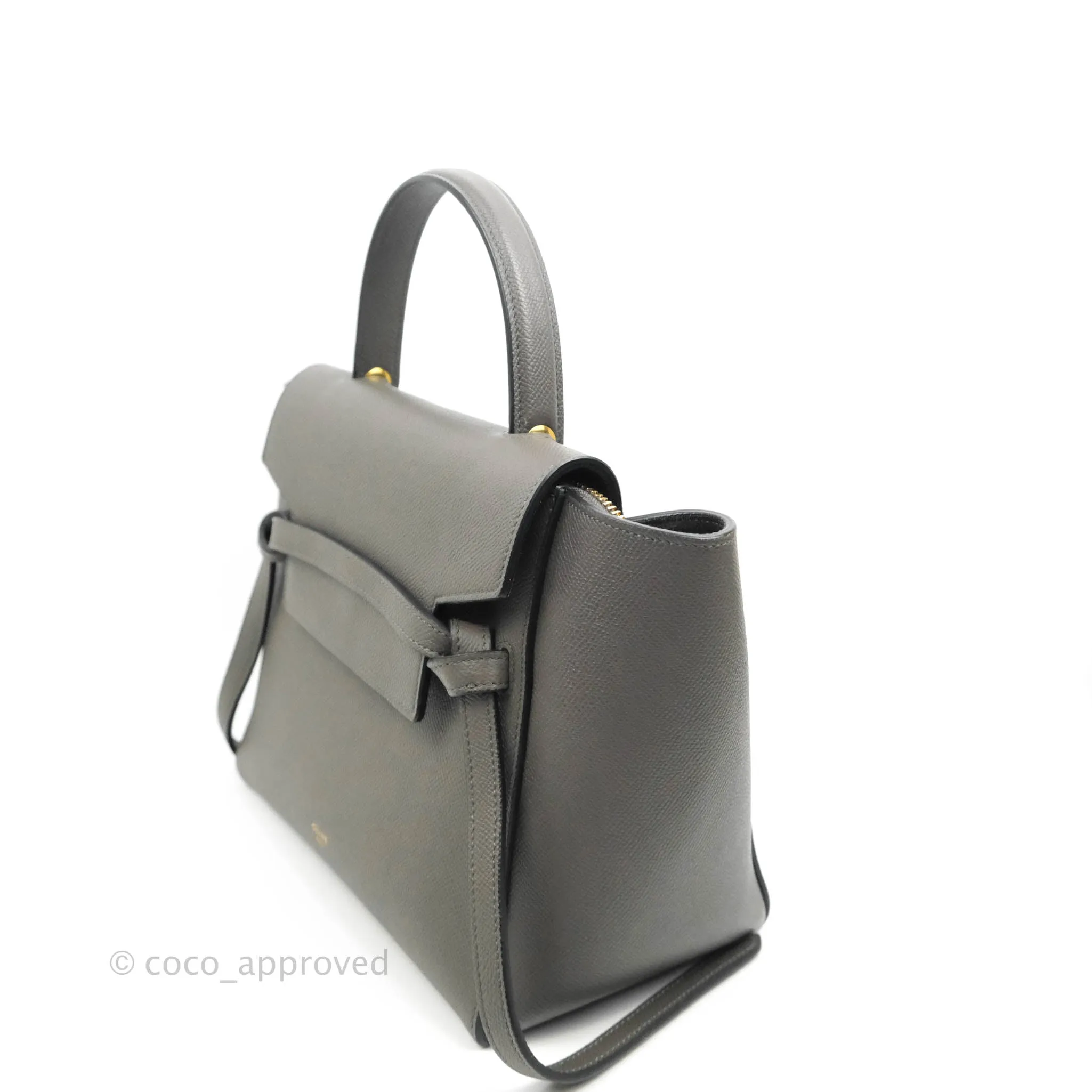 Celine Micro Belt Bag Grey Grained Calfskin Gold Hardware