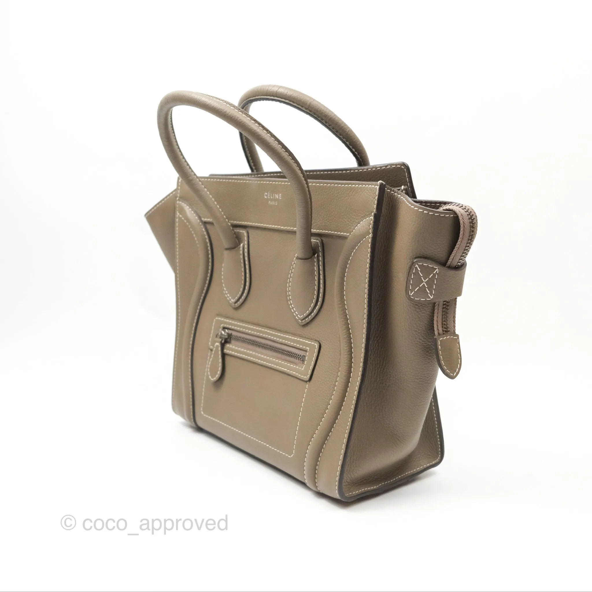 Celine Micro Luggage Bag Souris Drummed Calfskin