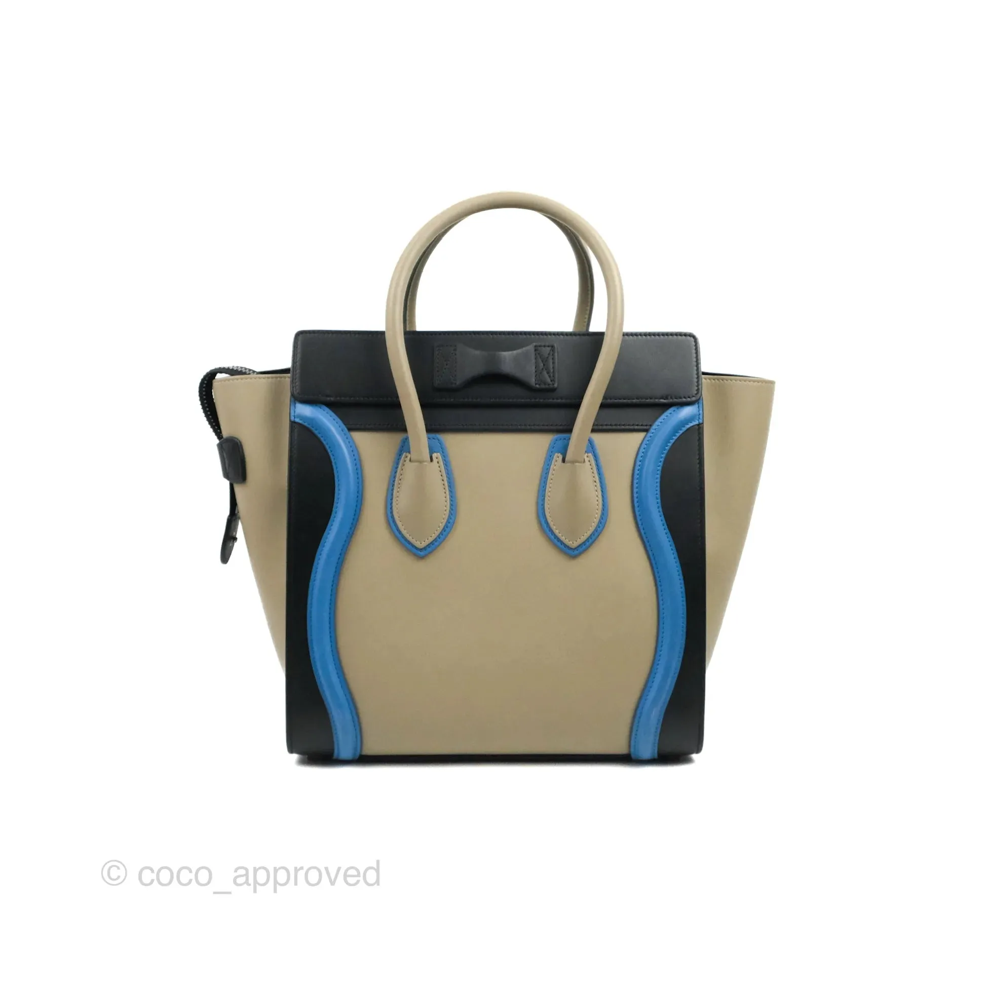 Celine Micro Luggage Bag Taupe/Blue/Black Calfskin