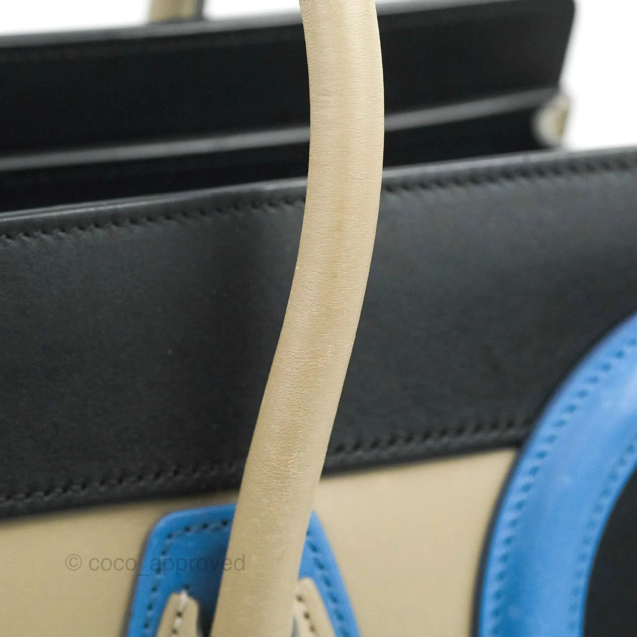 Celine Micro Luggage Bag Taupe/Blue/Black Calfskin
