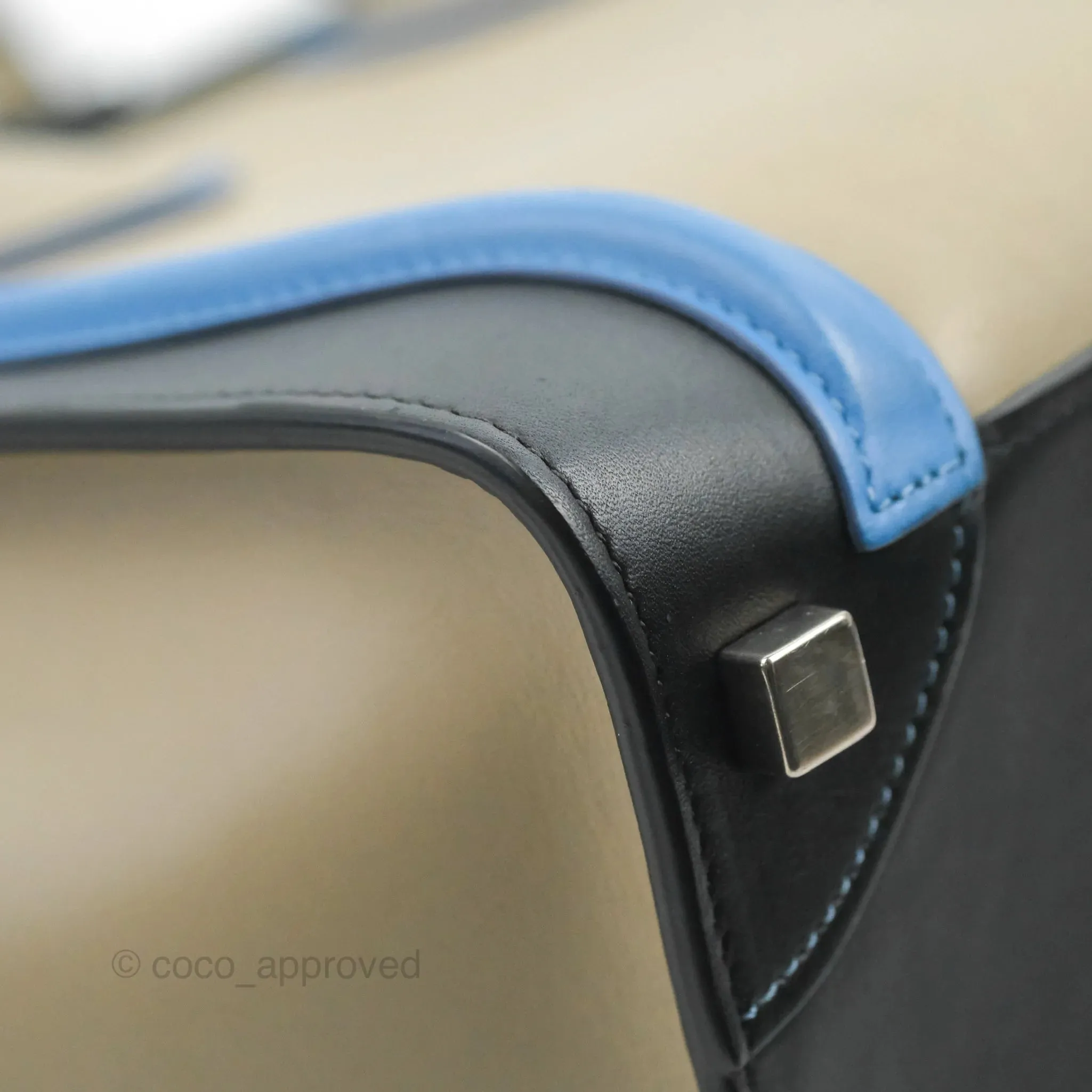 Celine Micro Luggage Bag Taupe/Blue/Black Calfskin