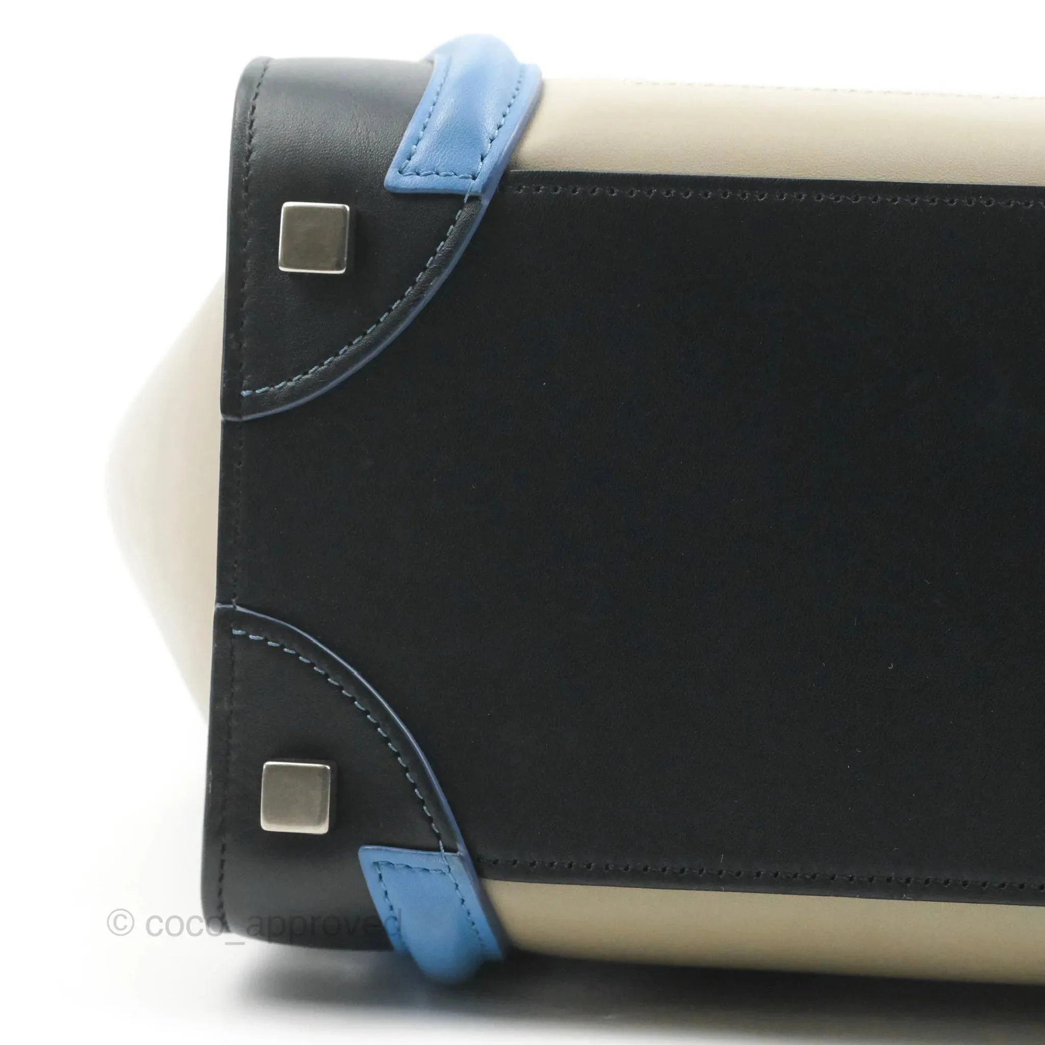 Celine Micro Luggage Bag Taupe/Blue/Black Calfskin