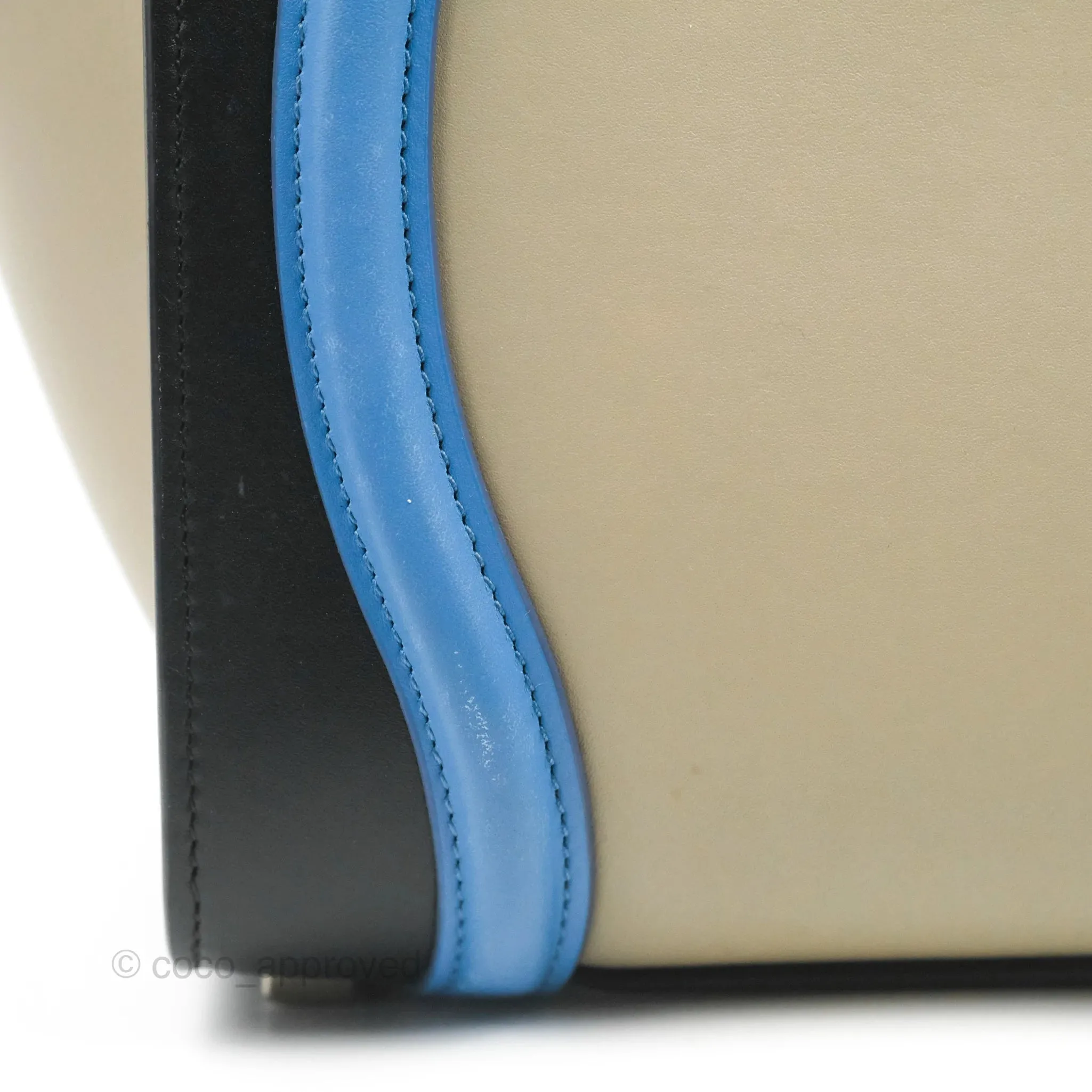 Celine Micro Luggage Bag Taupe/Blue/Black Calfskin