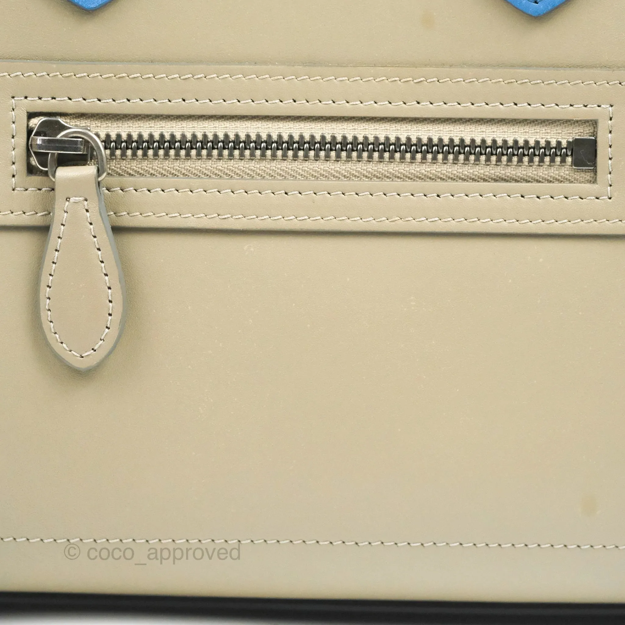 Celine Micro Luggage Bag Taupe/Blue/Black Calfskin