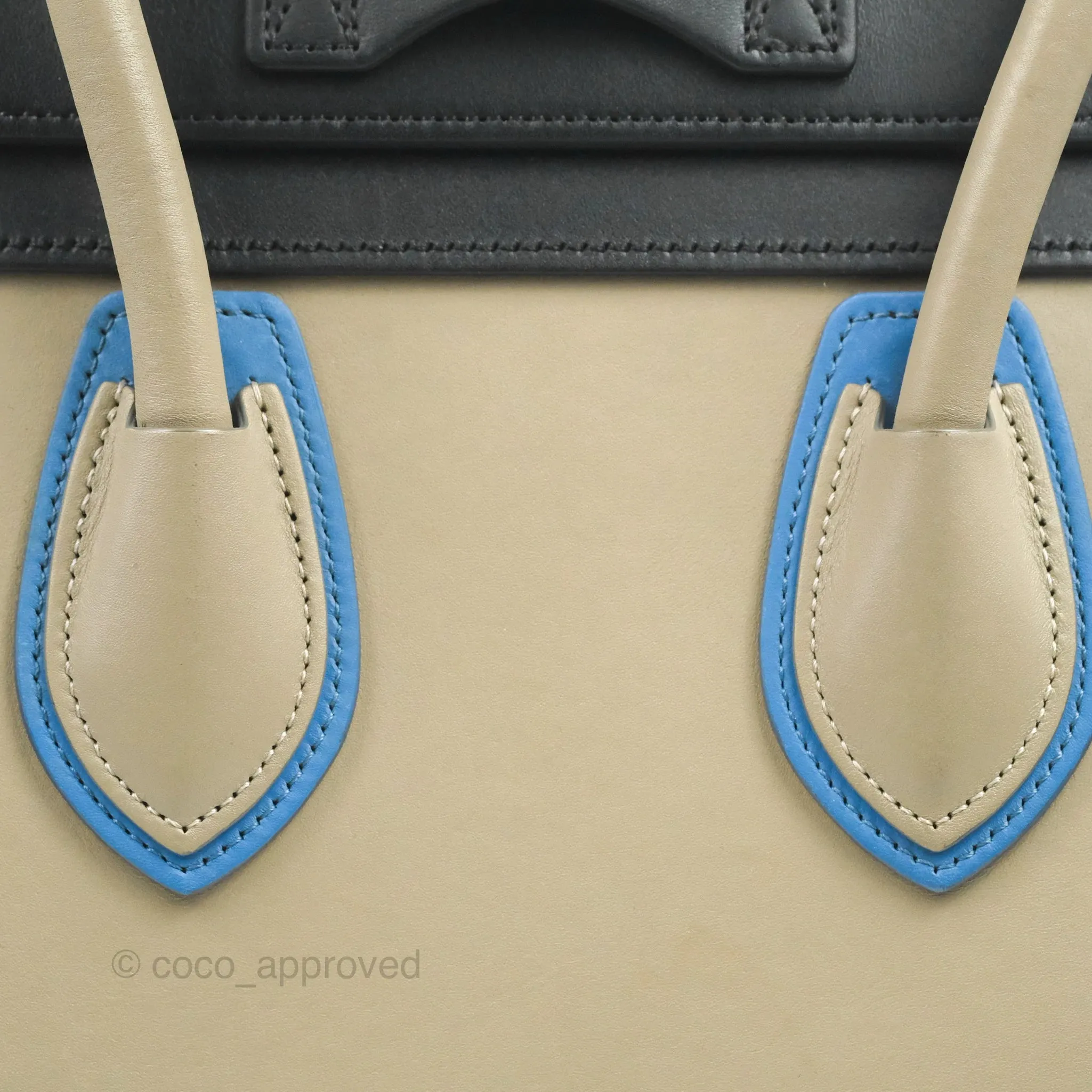 Celine Micro Luggage Bag Taupe/Blue/Black Calfskin