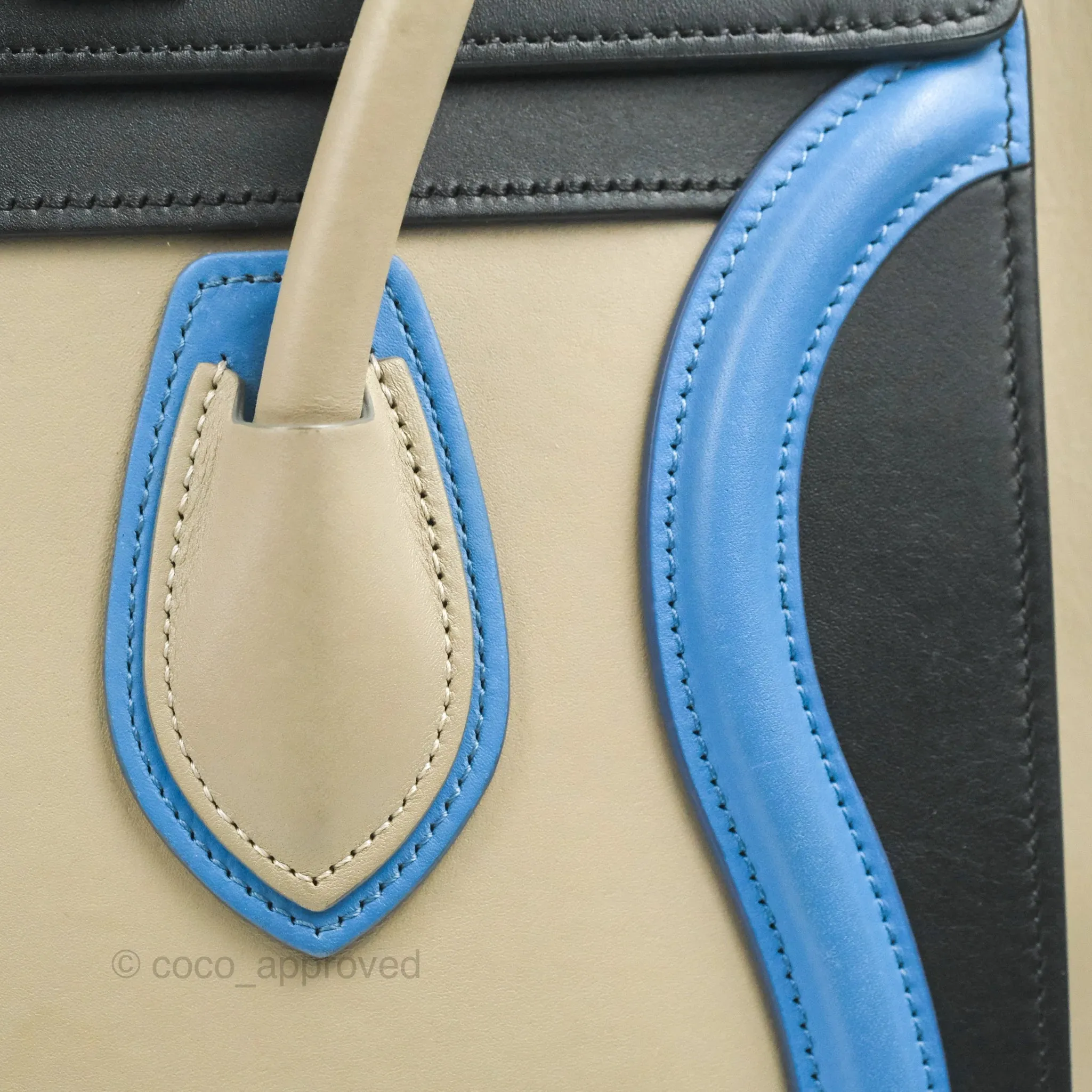 Celine Micro Luggage Bag Taupe/Blue/Black Calfskin