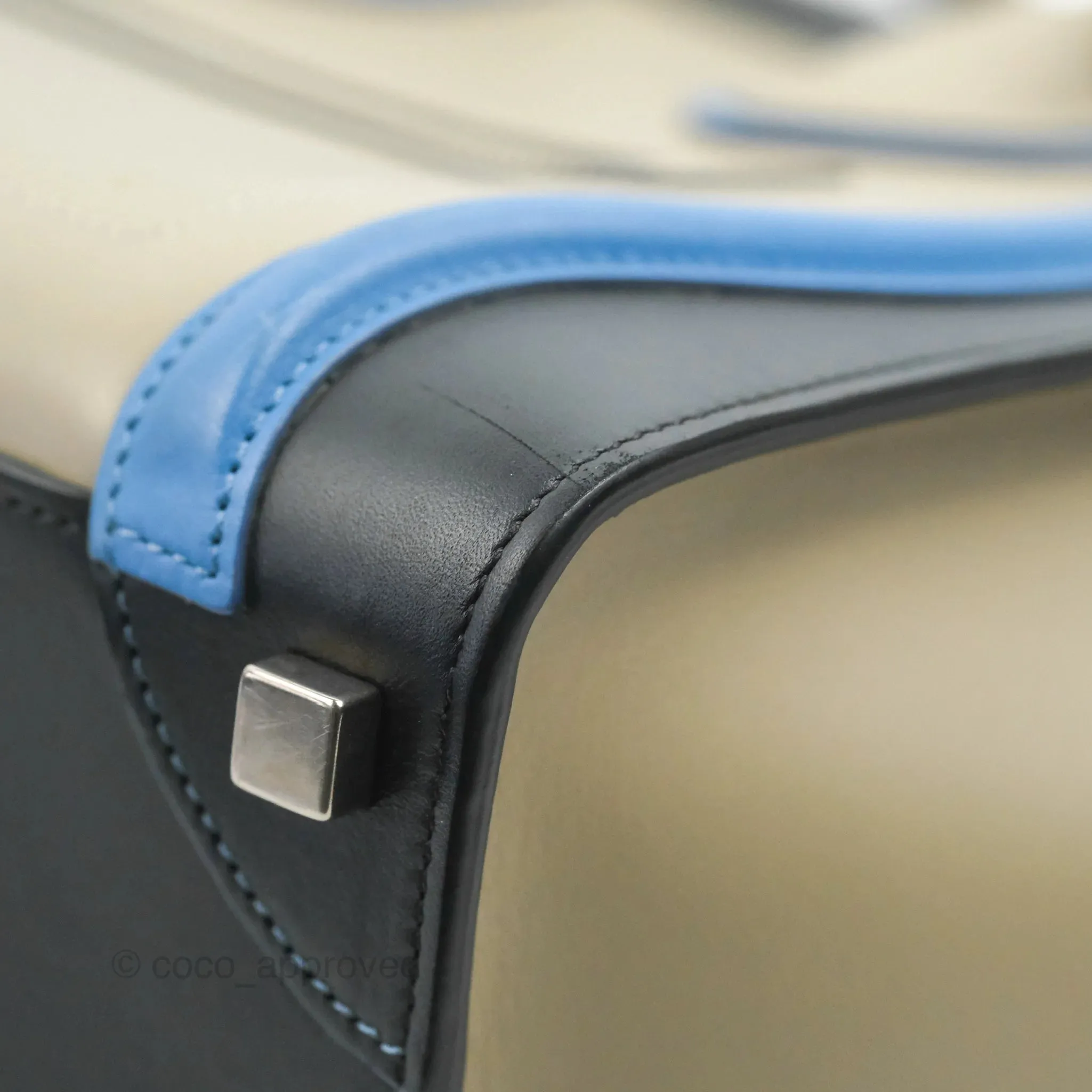Celine Micro Luggage Bag Taupe/Blue/Black Calfskin