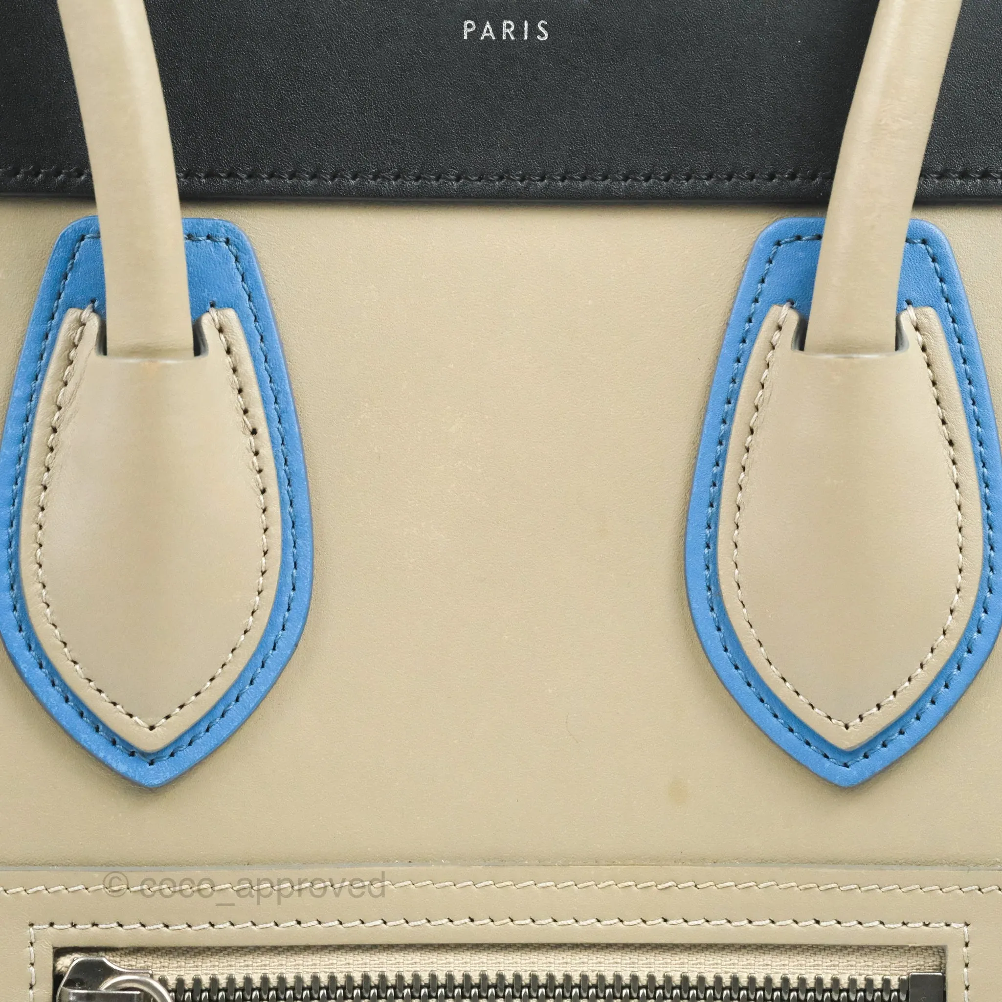 Celine Micro Luggage Bag Taupe/Blue/Black Calfskin