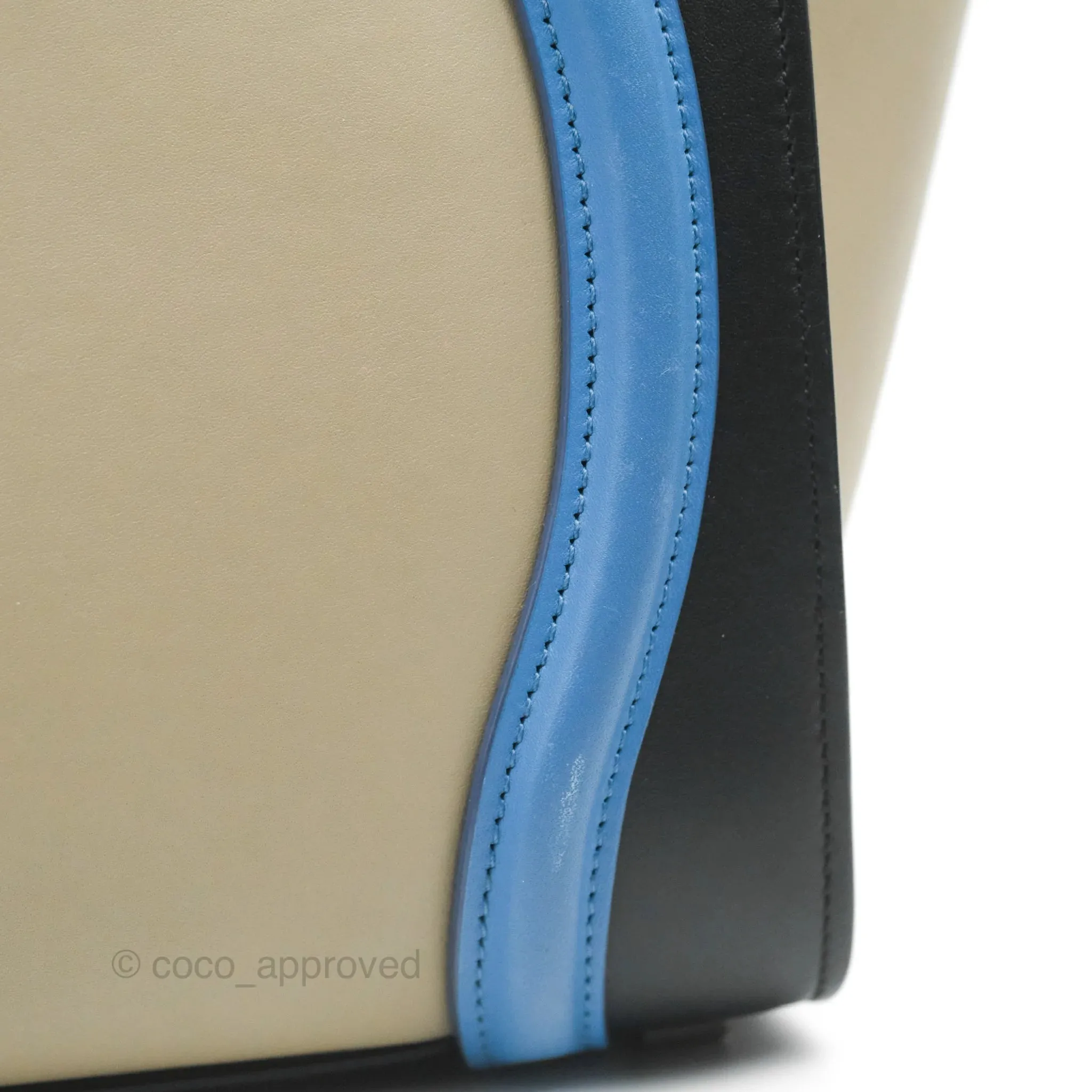 Celine Micro Luggage Bag Taupe/Blue/Black Calfskin