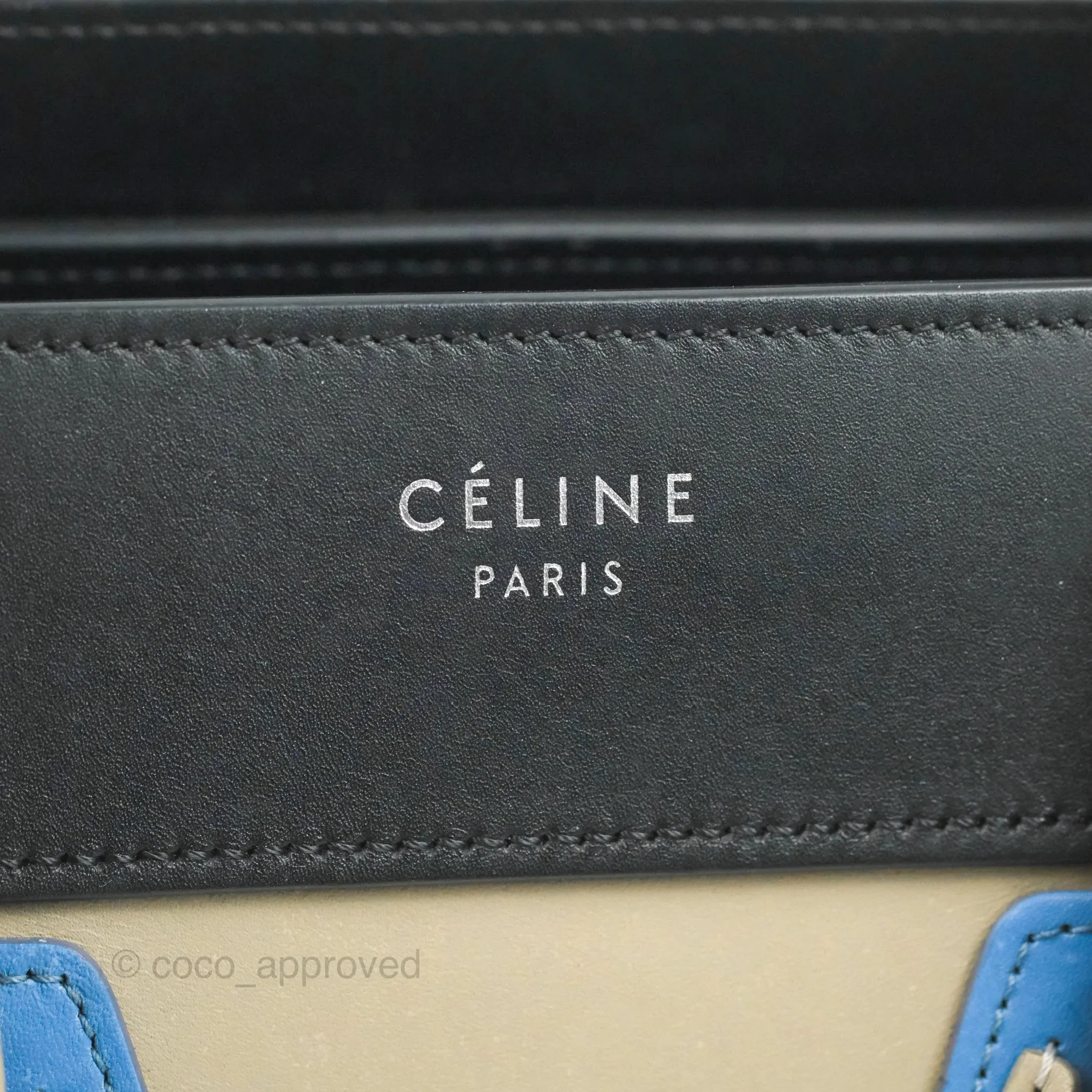 Celine Micro Luggage Bag Taupe/Blue/Black Calfskin