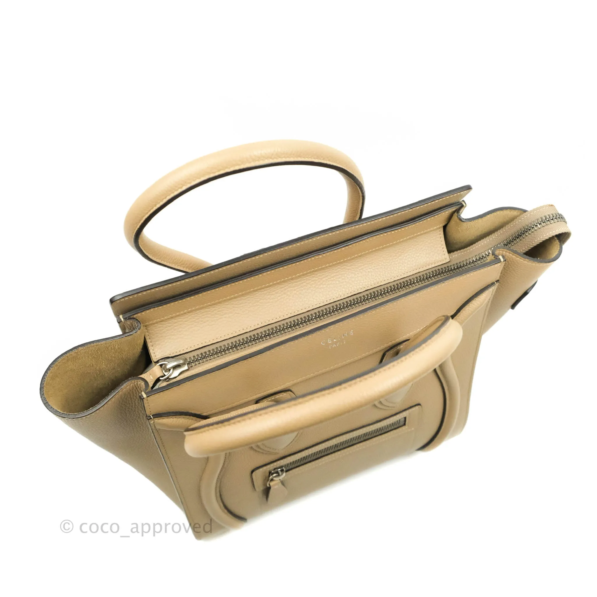 Celine Micro Luggage Handbag Dune Grained Calfskin