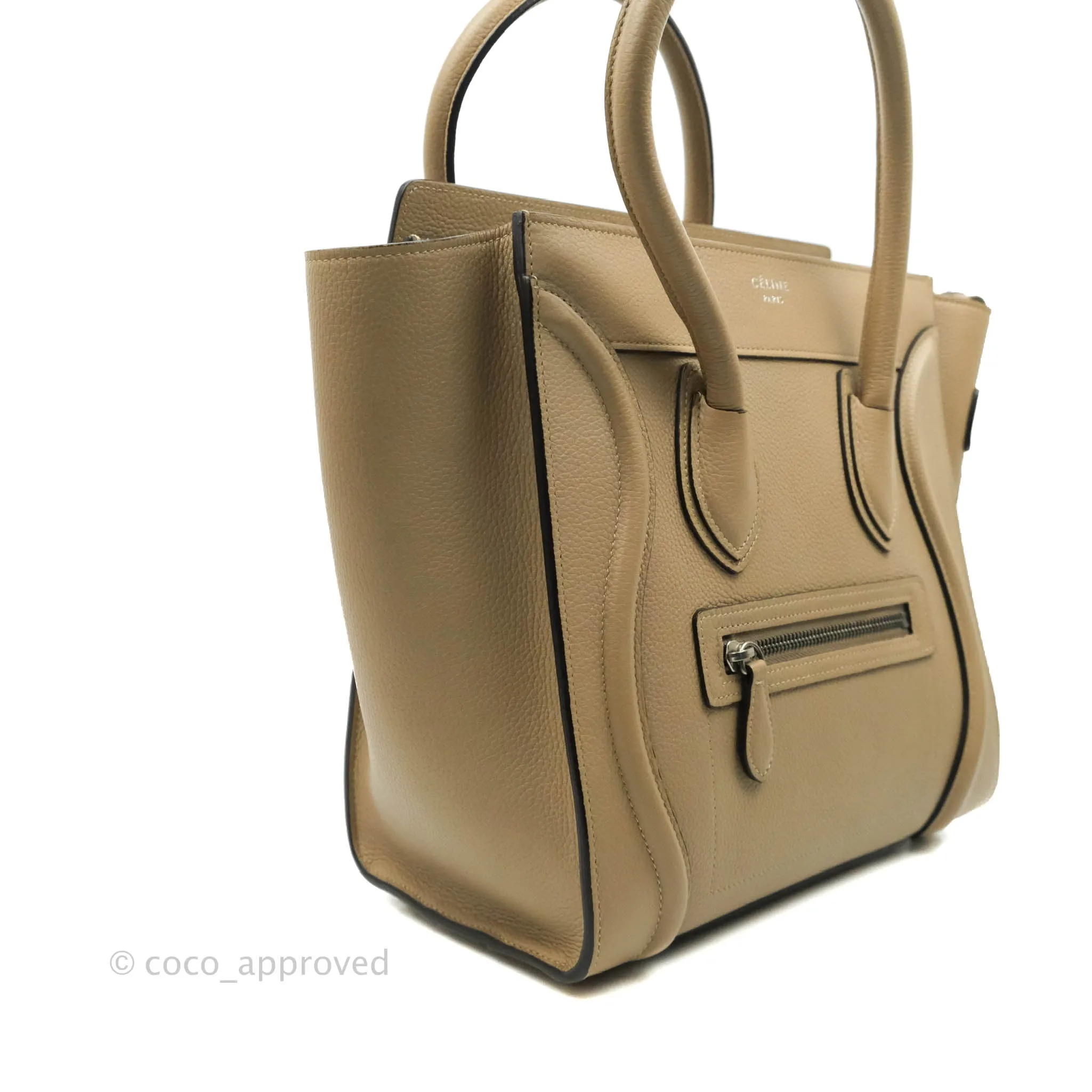 Celine Micro Luggage Handbag Dune Grained Calfskin