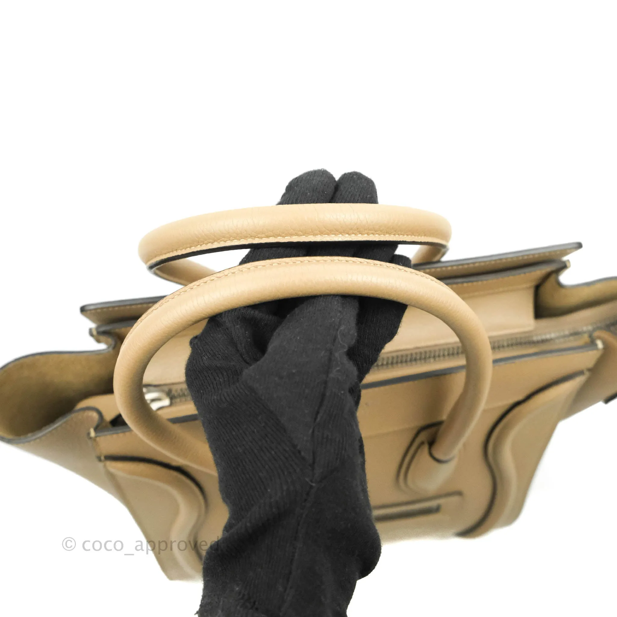 Celine Micro Luggage Handbag Dune Grained Calfskin