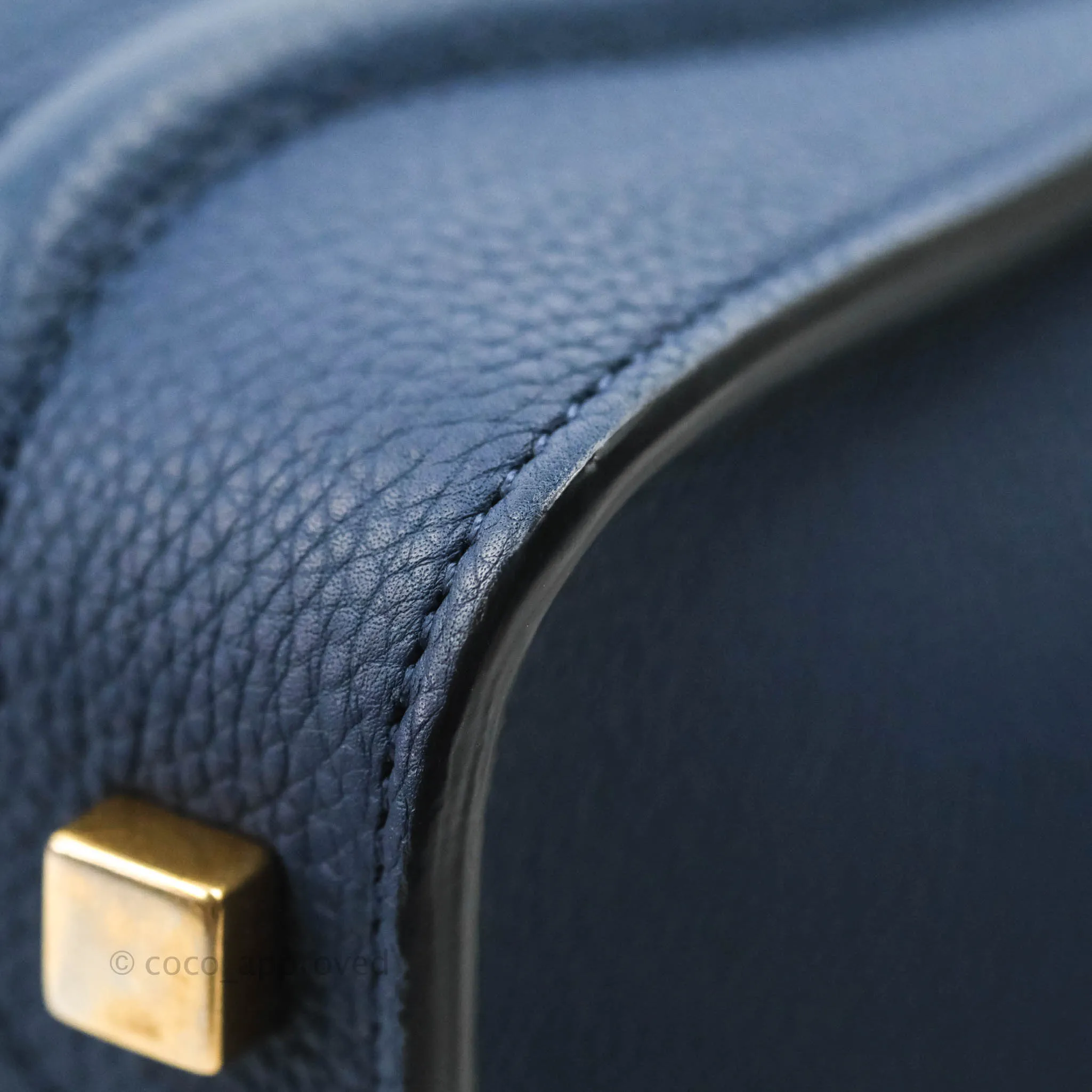 Celine Micro Luggage Handbag Navy Grained Calfskin Gold Hardware