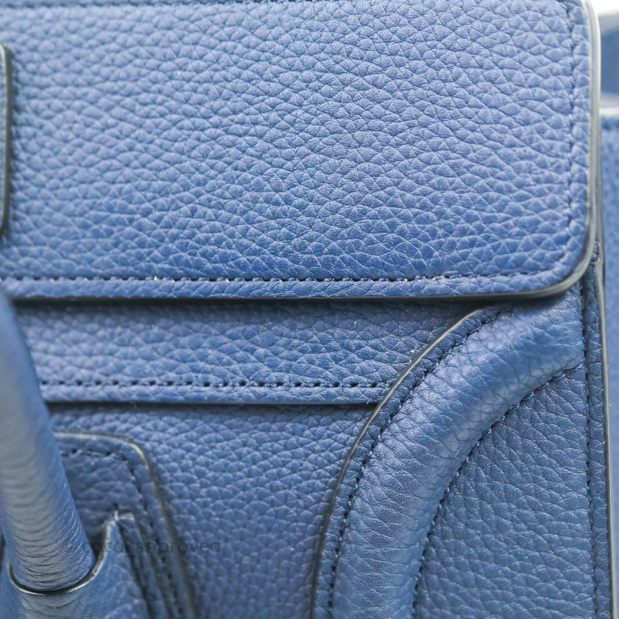 Celine Micro Luggage Handbag Navy Grained Calfskin Gold Hardware